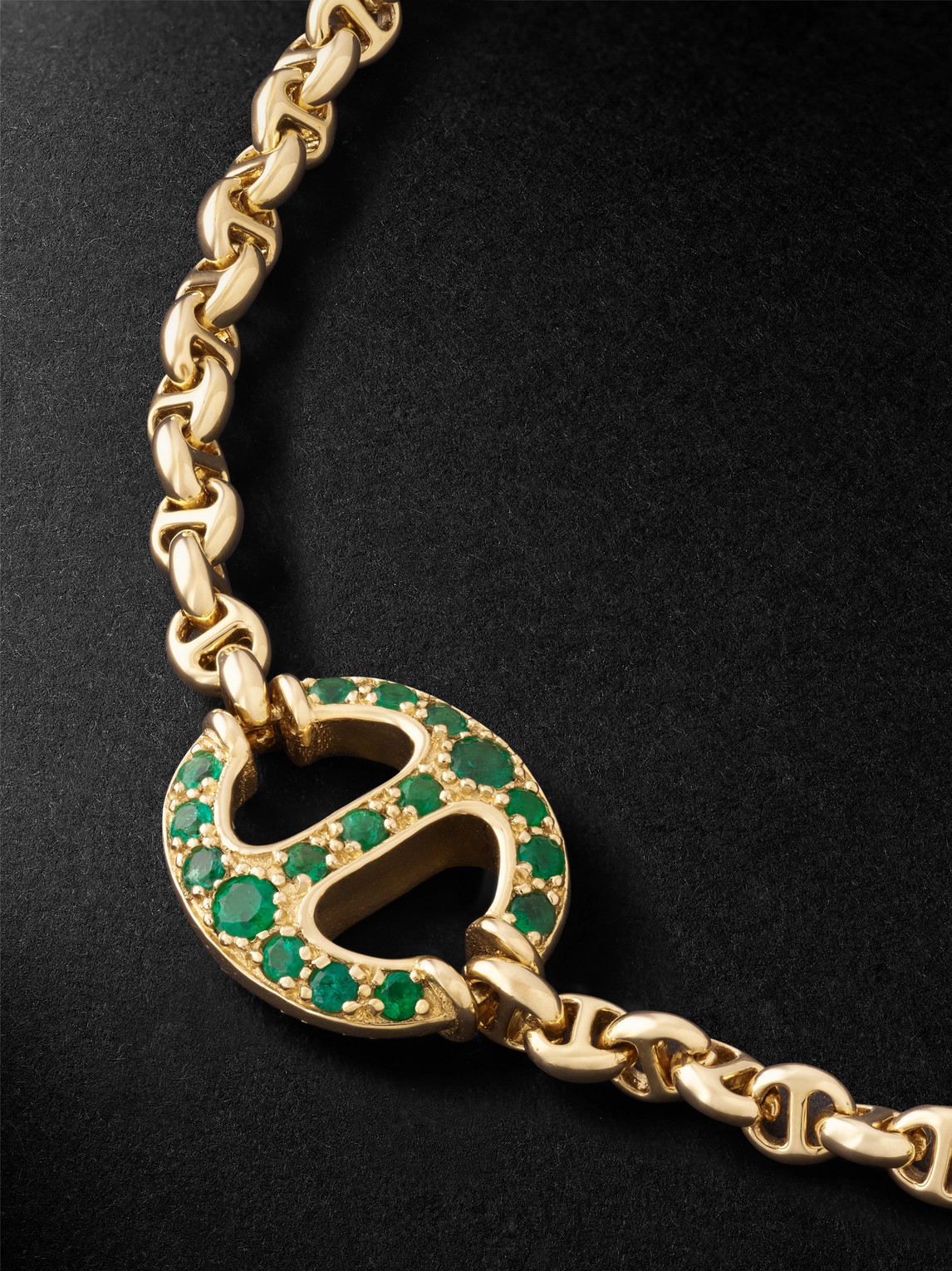 Shop Hoorsenbuhs 18-karat Gold, Emerald And Diamond Necklace In Green