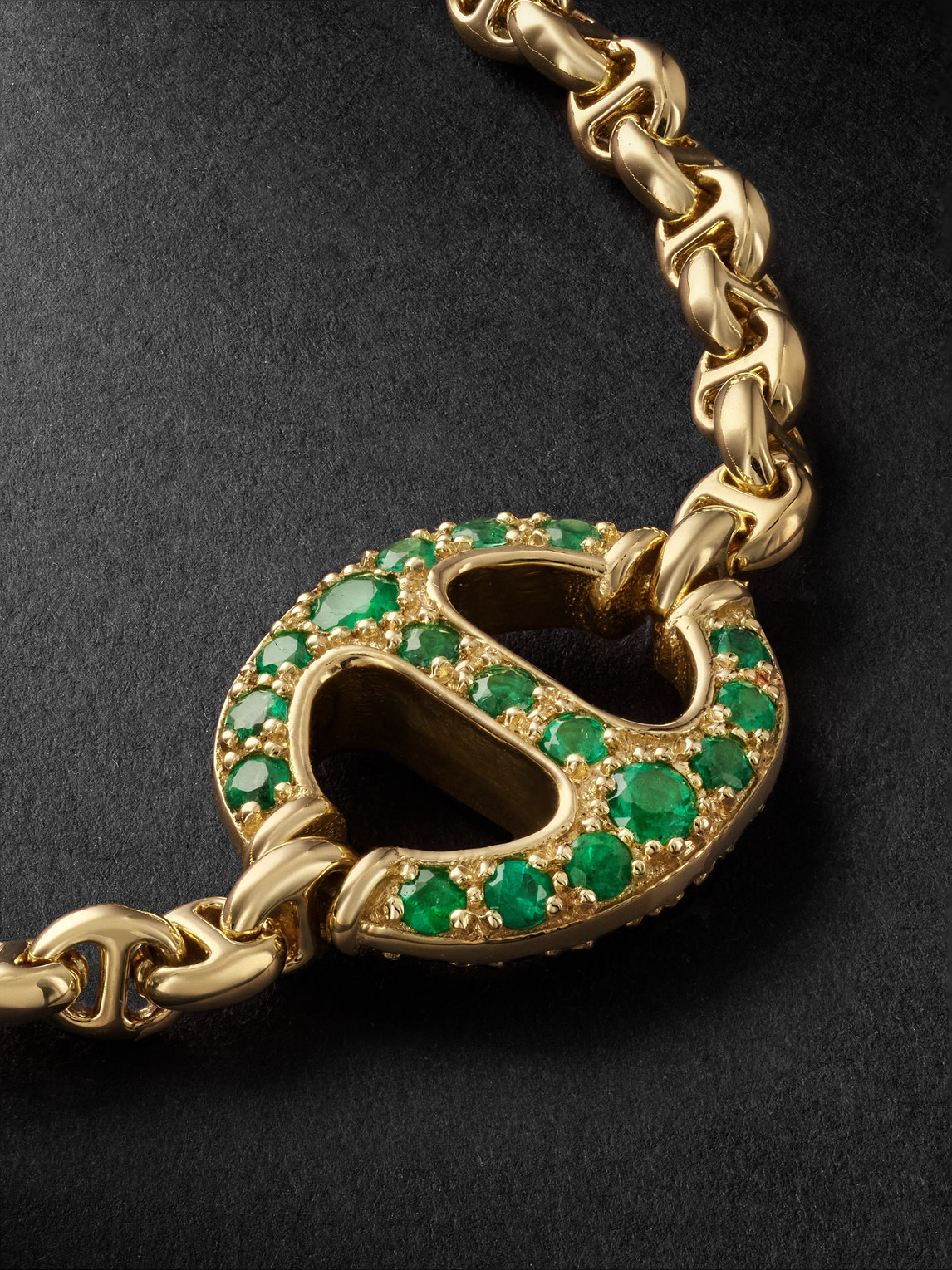 Shop Hoorsenbuhs 18-karat Gold, Emerald And Diamond Bracelet