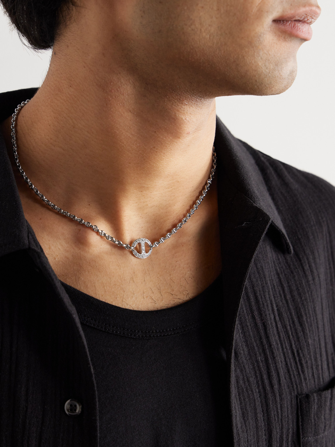 Shop Hoorsenbuhs 18-karat White Gold Diamond Necklace In Silver