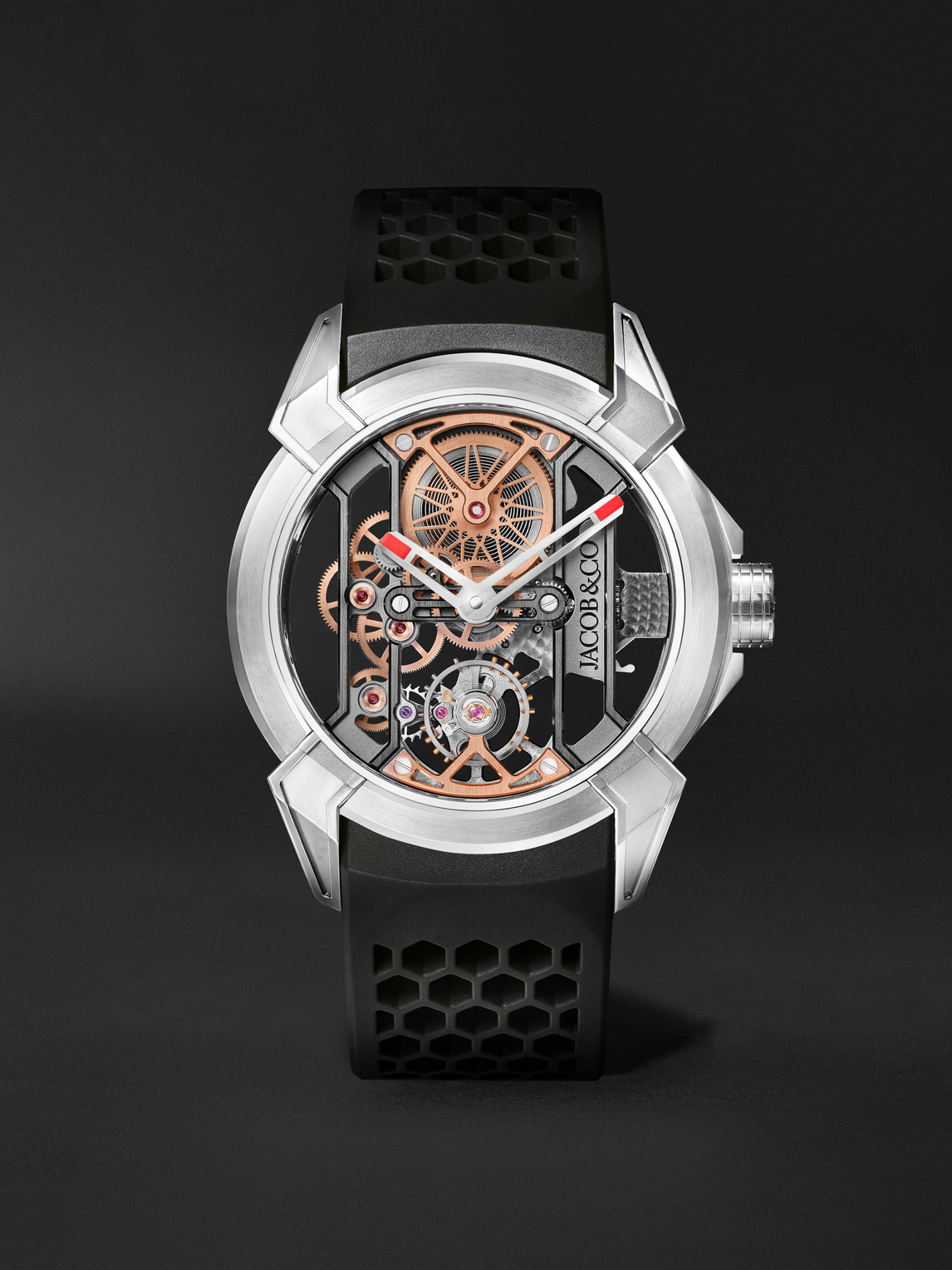 Jacob & Co. Epic X Hand-Wound Skeleton 44mm Titanium and Rubber Watch, Ref. No. EX110.20.AA.AA.ABRUA - Men