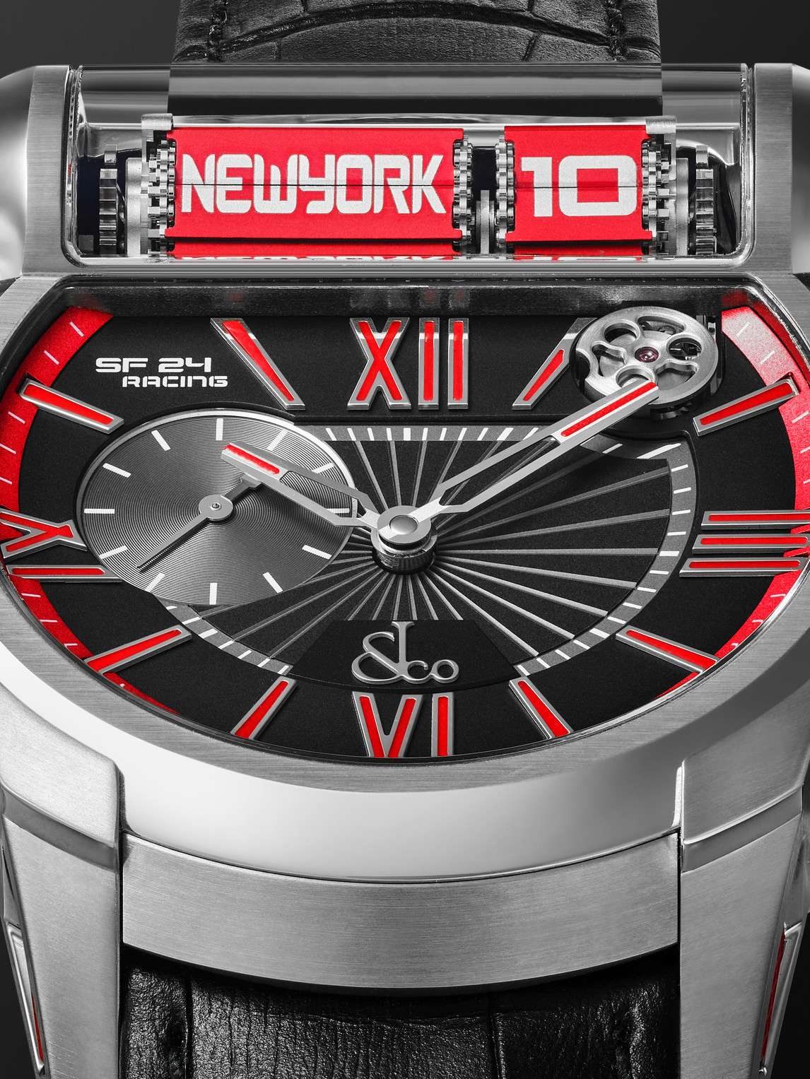 Shop Jacob & Co. Epic Sf24 Racing Limited Edition Automatic 45mm Titanium And Leather Watch, Ref. No Es101.20.ns.yr.a In Red