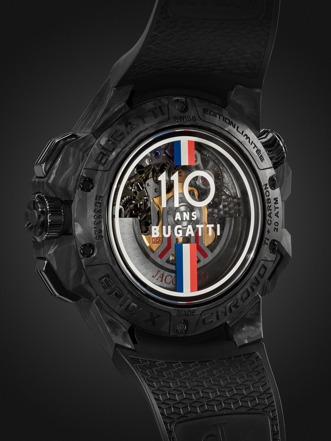 Shop Jacob & Co. Bugatti Epic X Limited Edition Automatic Chronograph 47mm Carbon Fibre, Titanium And Rubber Watch, R In Black