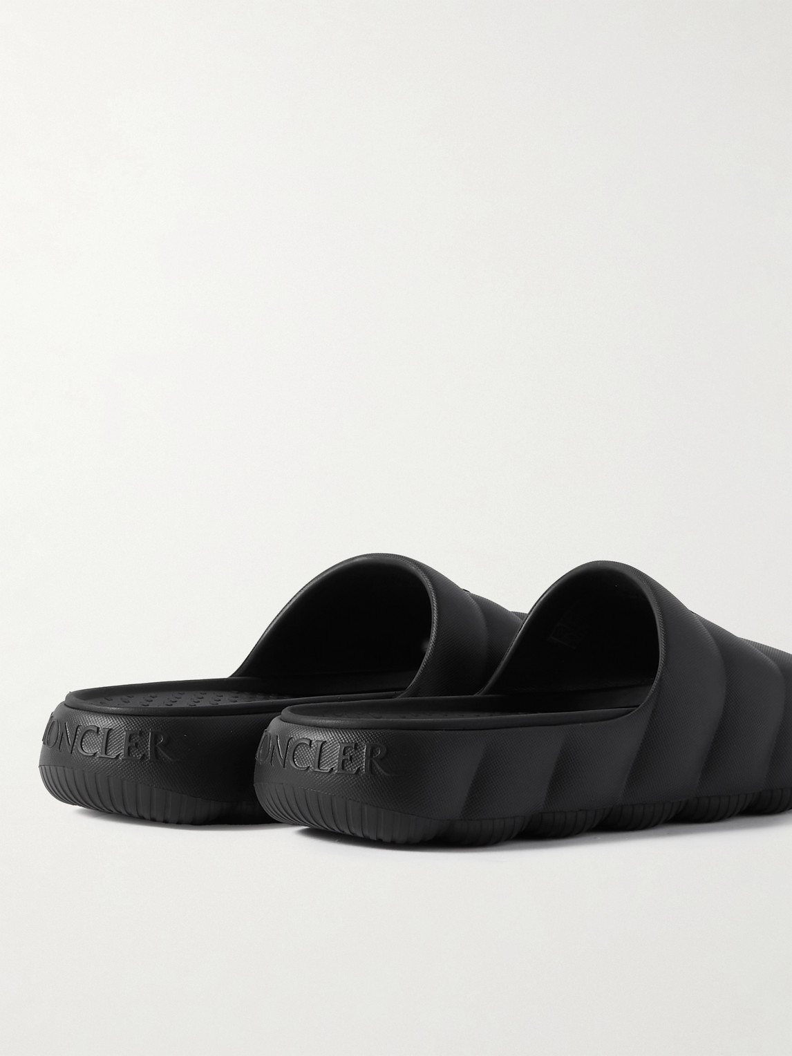 Shop Moncler Lilo Logo-embossed Rubber Slides In Black