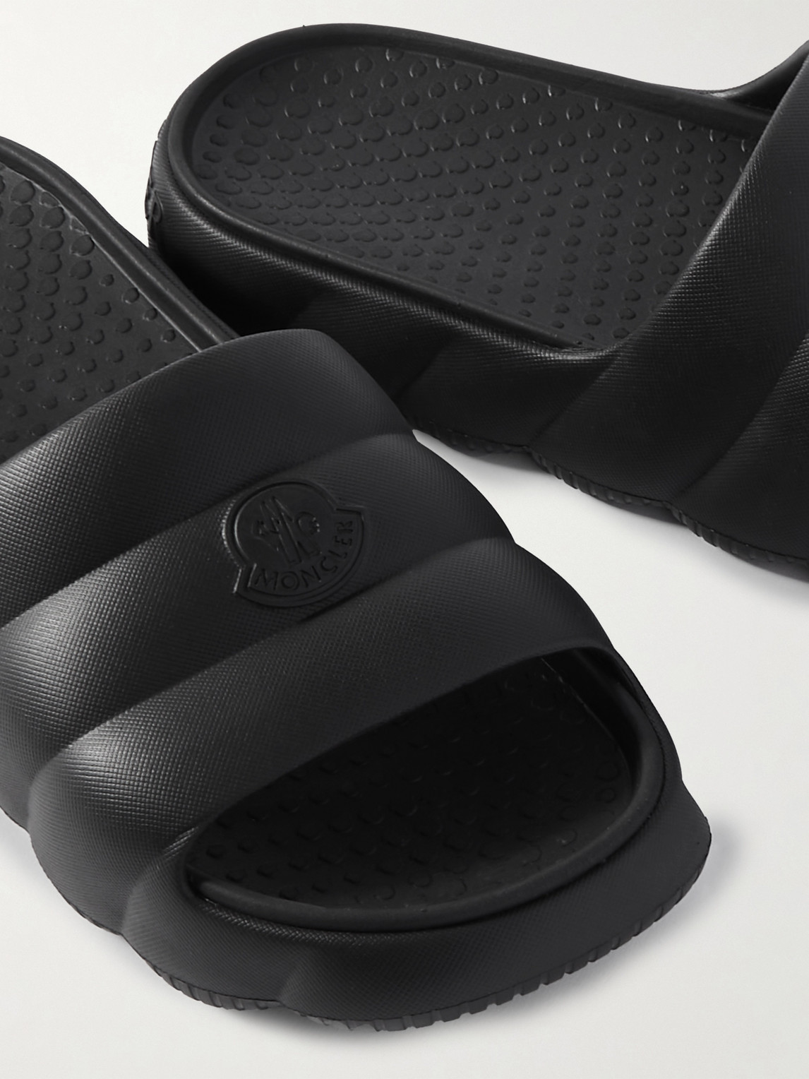 Shop Moncler Lilo Logo-embossed Rubber Slides In Black