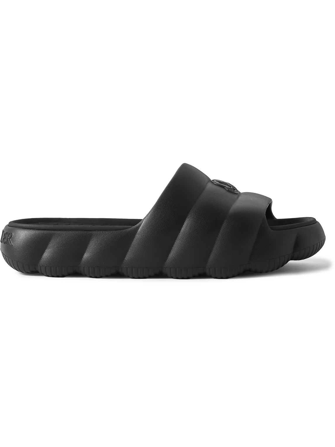 Shop Moncler Lilo Logo-embossed Rubber Slides In Black