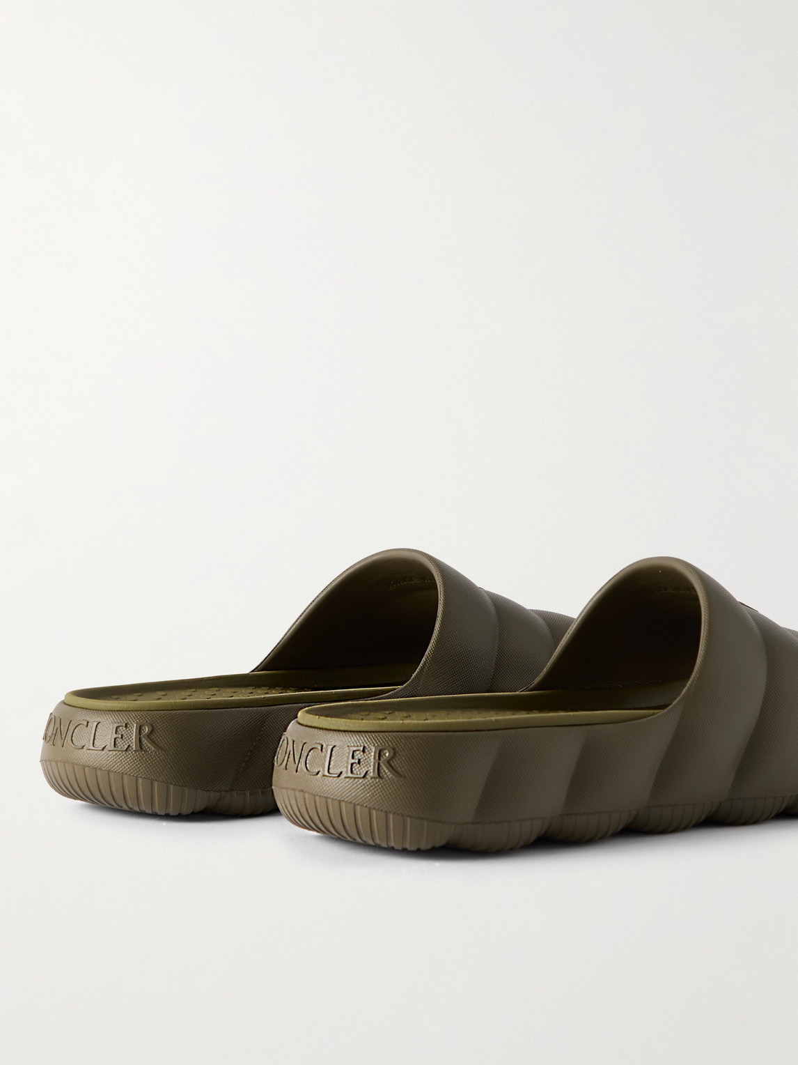 Shop Moncler Lilo Rubber Slides In Green