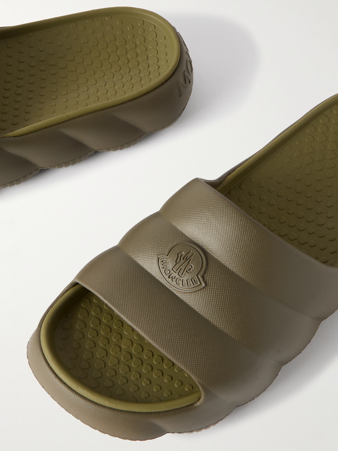 Shop Moncler Lilo Rubber Slides In Green