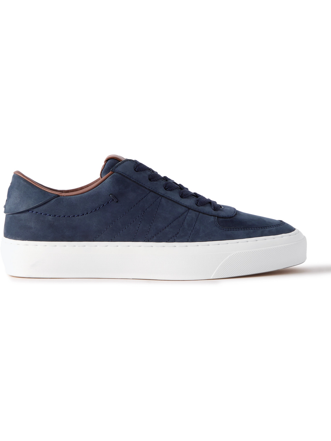 Shop Moncler Monclub Embroidered Suede Sneakers In Blue