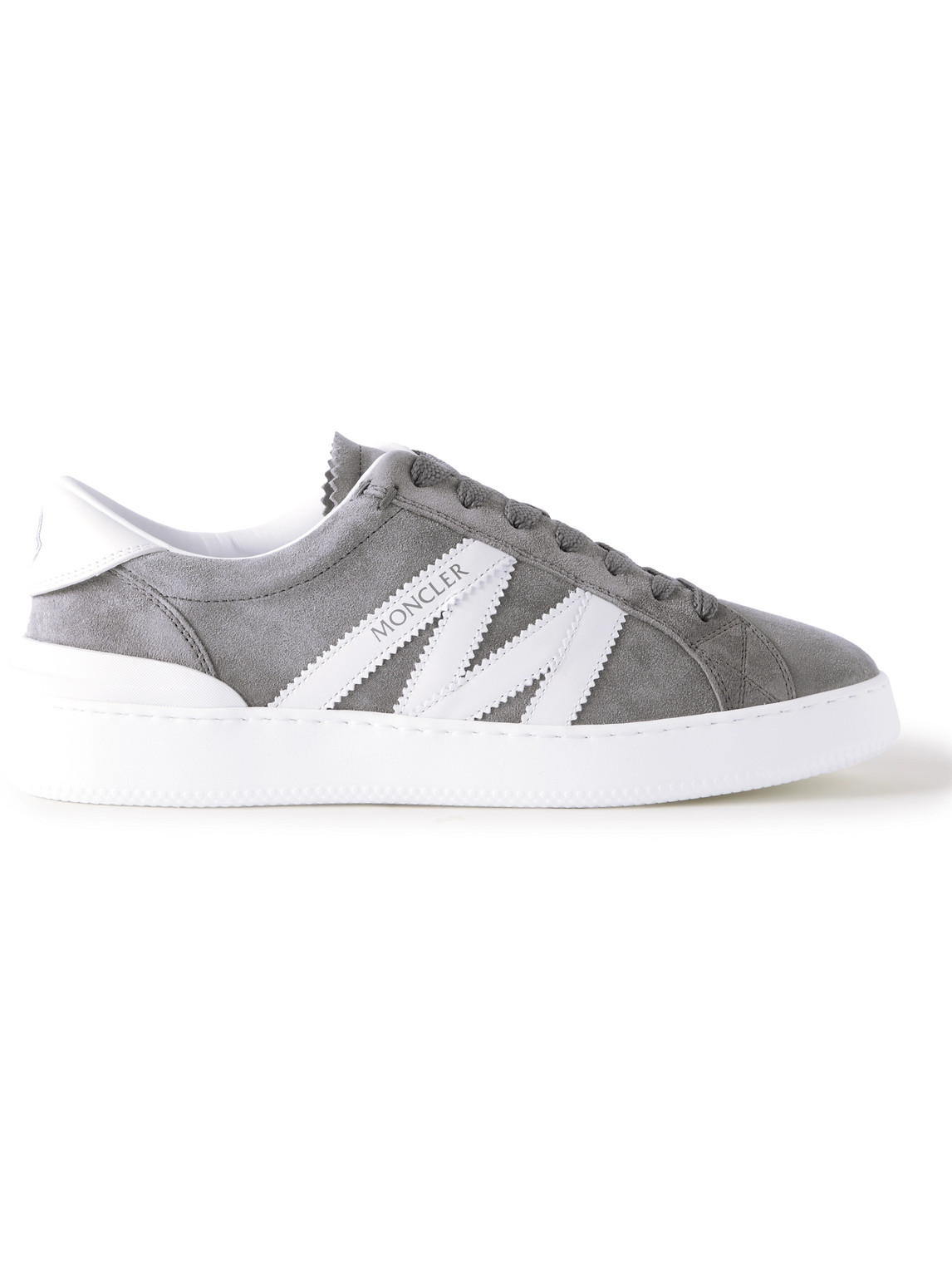 Shop Moncler Monaco Leather-trimmed Suede Sneakers In Gray