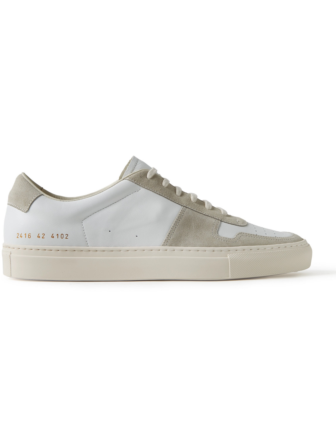 Common Projects Bball Suede-trimmed Leather Sneakers In Neutrals