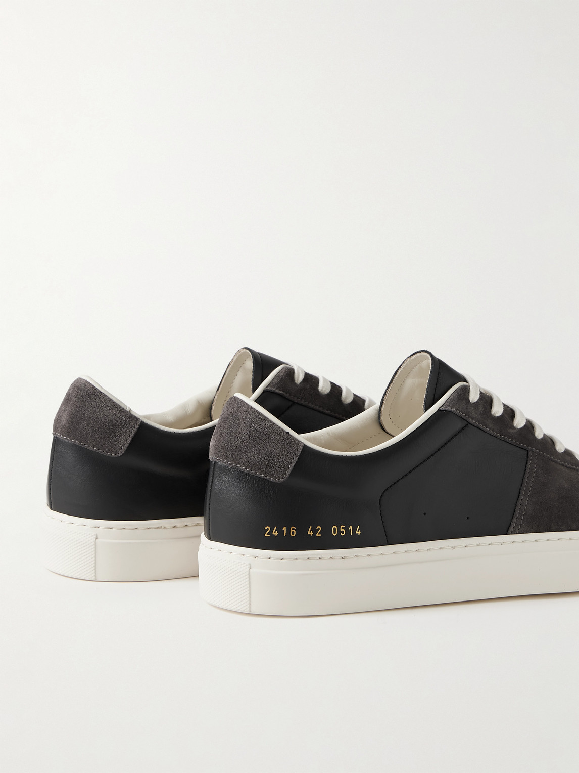 Shop Common Projects Bball Suede-trimmed Leather Sneakers In Black
