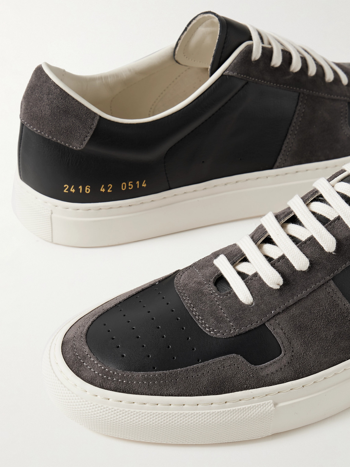 Shop Common Projects Bball Suede-trimmed Leather Sneakers In Black