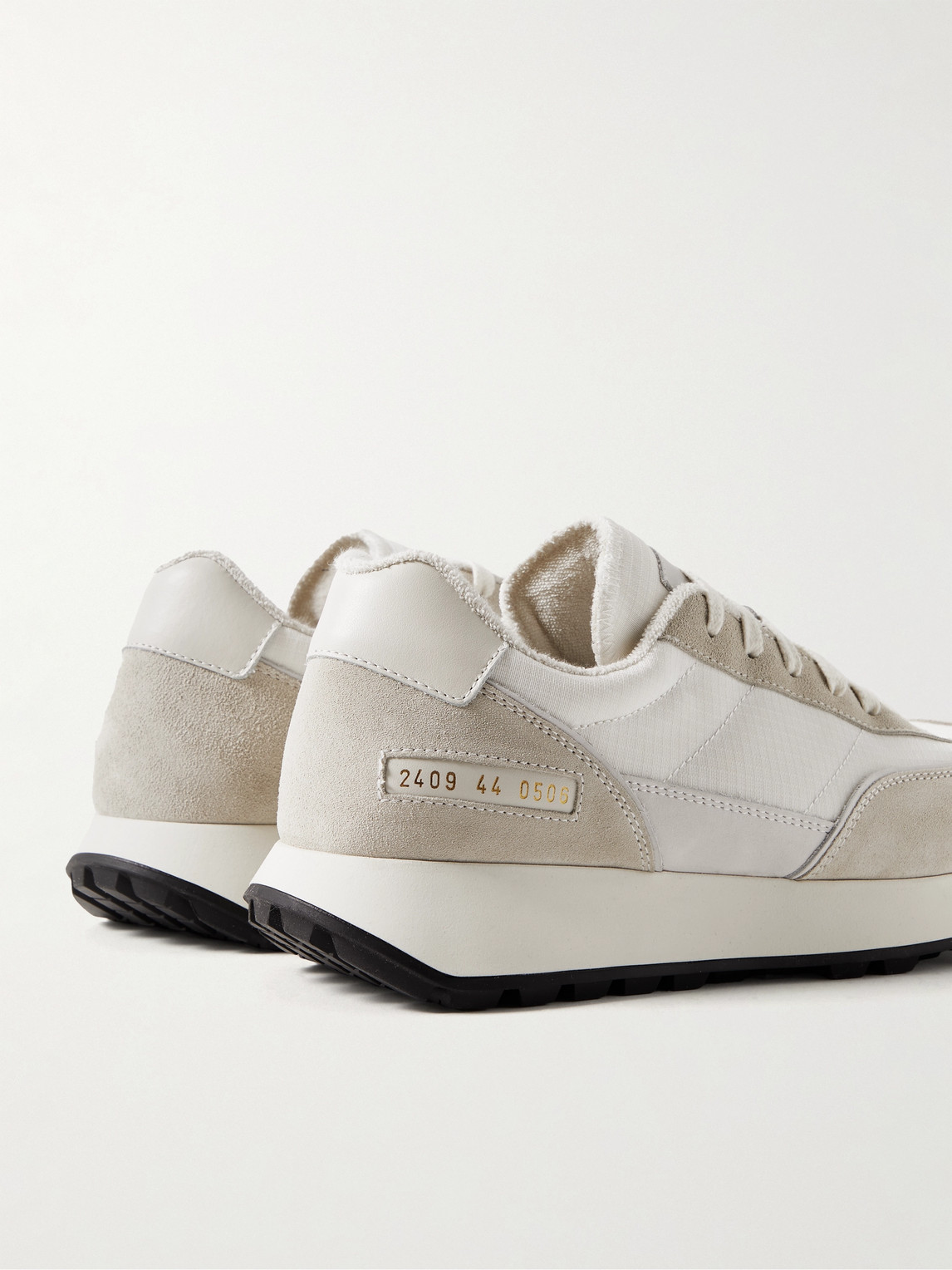 Shop Common Projects Track Classic Leather And Suede-trimmed Ripstop Sneakers In White