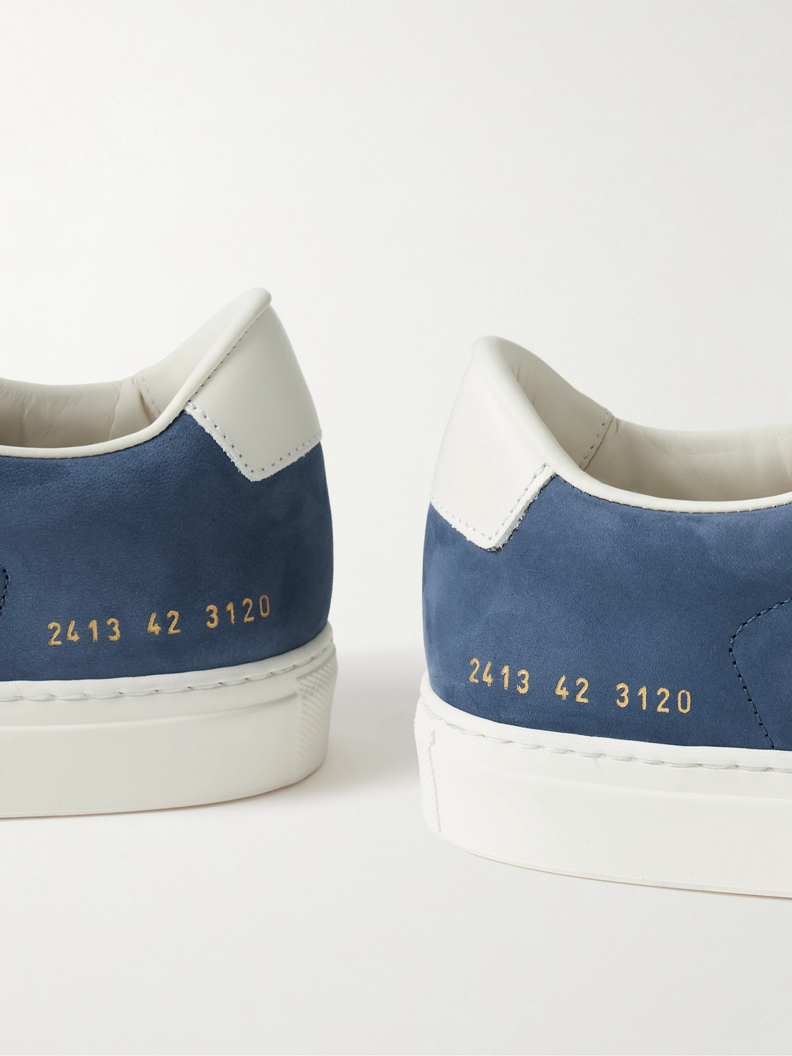 Shop Common Projects Retro Leather-trimmed Nubuck Sneakers In Blue