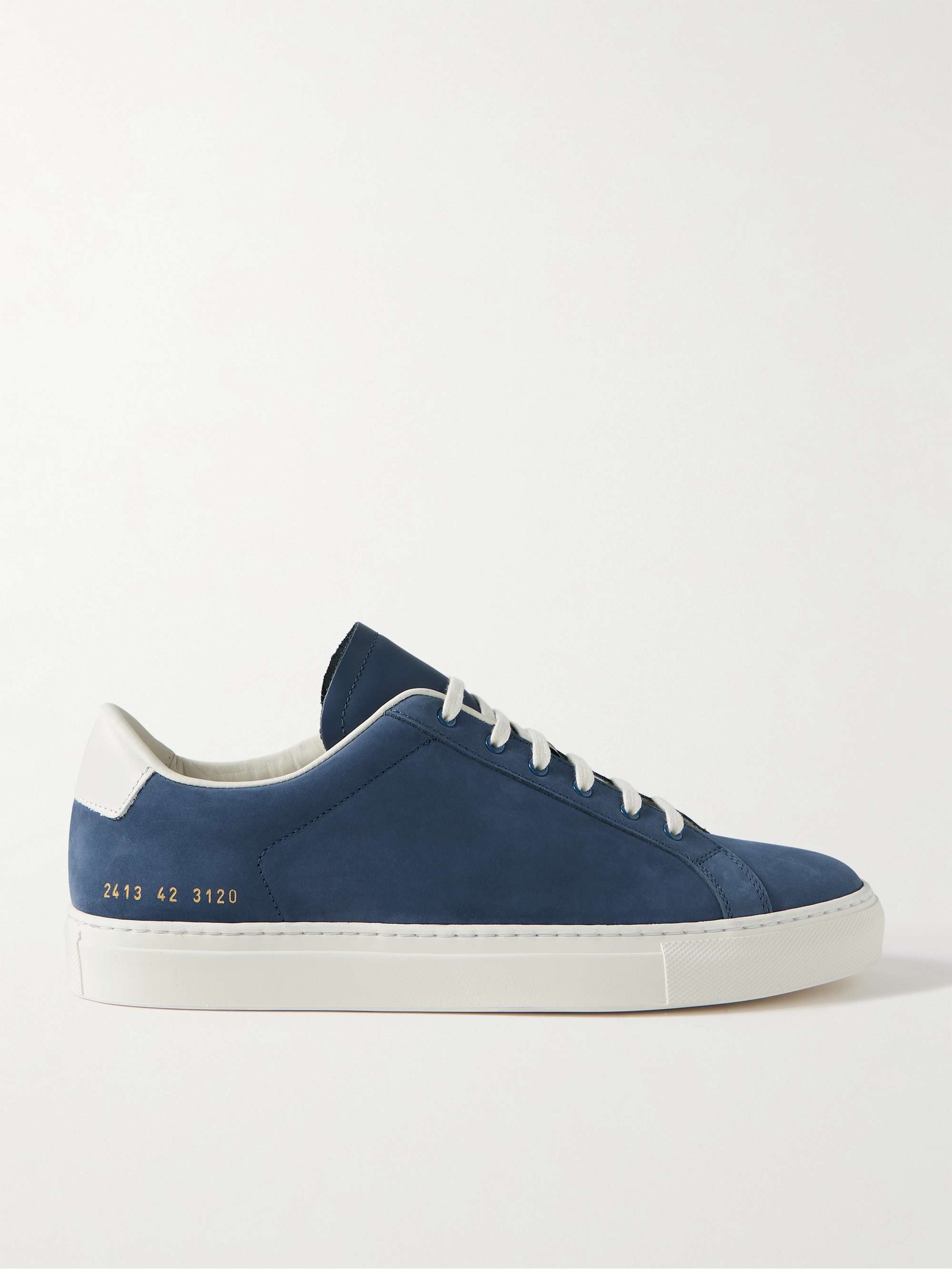 COMMON PROJECTS Retro Leather-Trimmed Nubuck Sneakers for Men | MR PORTER