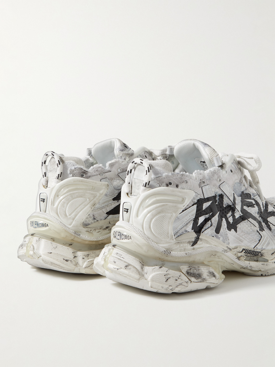 Shop Balenciaga Runner Logo-print Distressed Nylon, Mesh And Rubber Sneakers In White