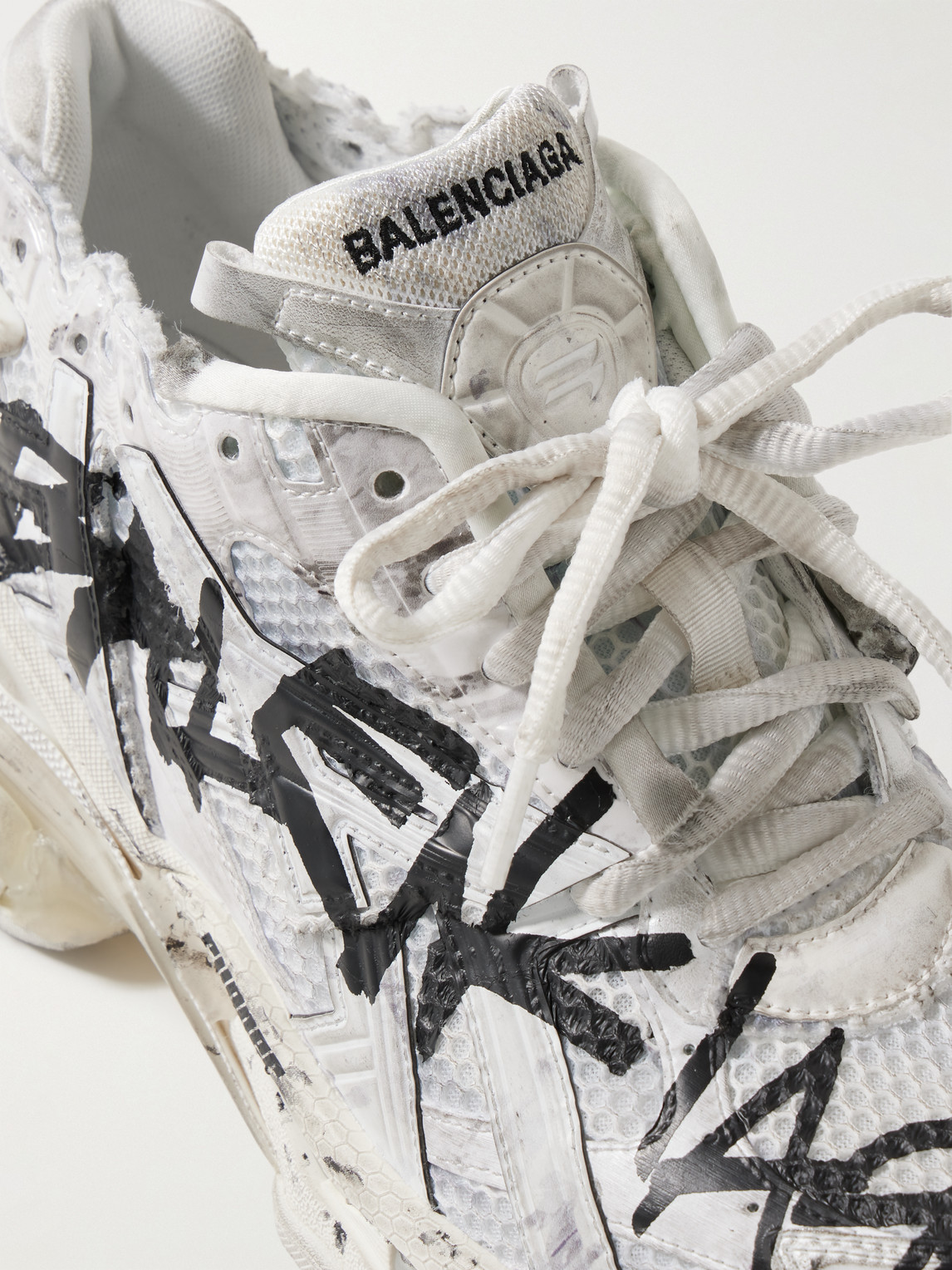 Shop Balenciaga Runner Logo-print Distressed Nylon, Mesh And Rubber Sneakers In White