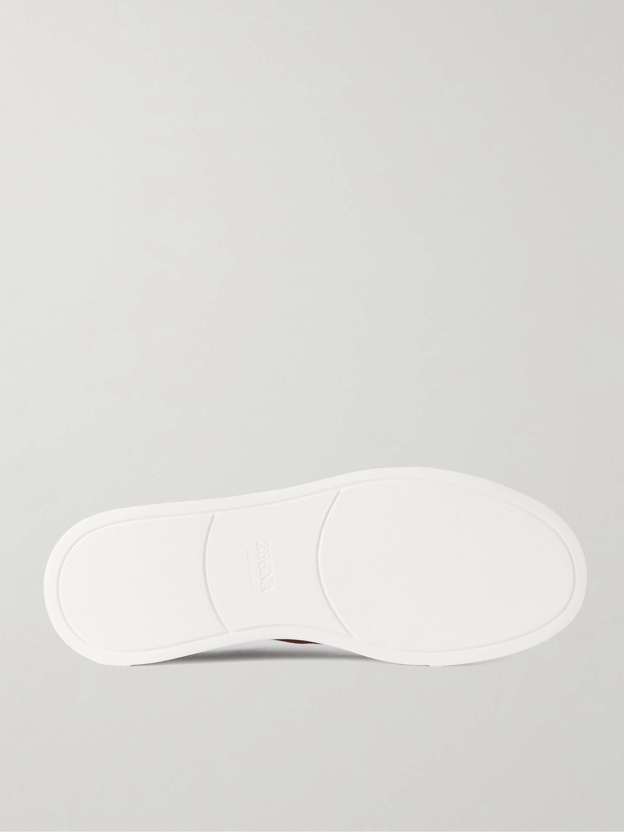 ZEGNA Leather-Trimmed Canvas Slip-On Sneakers