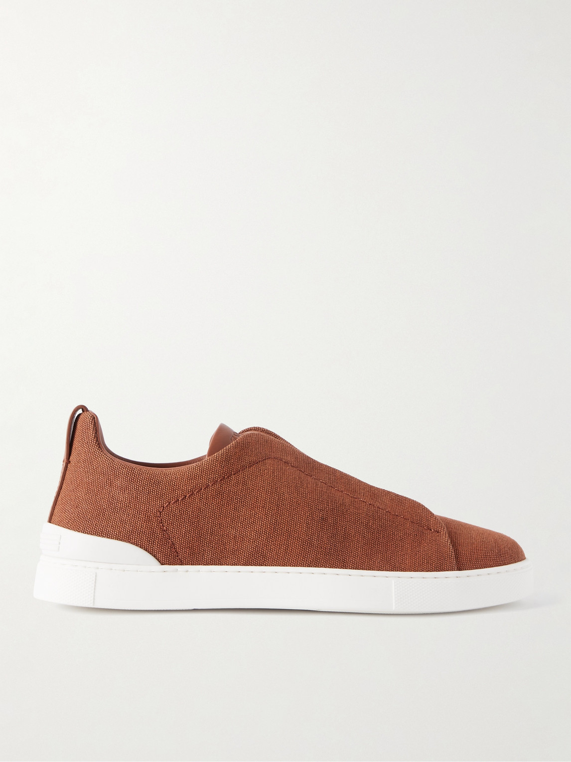 Zegna Triple Stitch™ Leather-Trimmed Canvas Slip-On Sneakers - Men