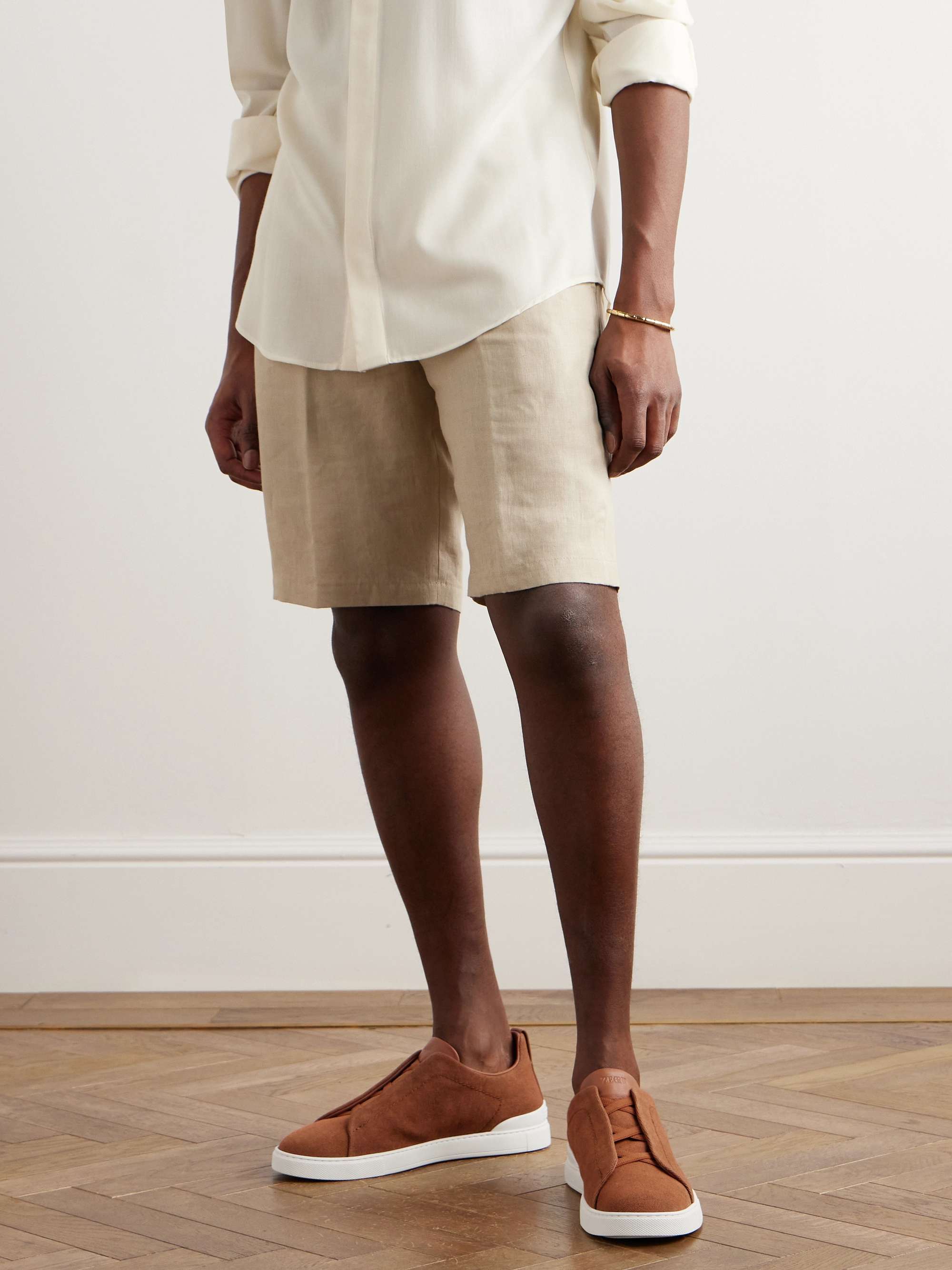 ZEGNA Leather-Trimmed Canvas Slip-On Sneakers