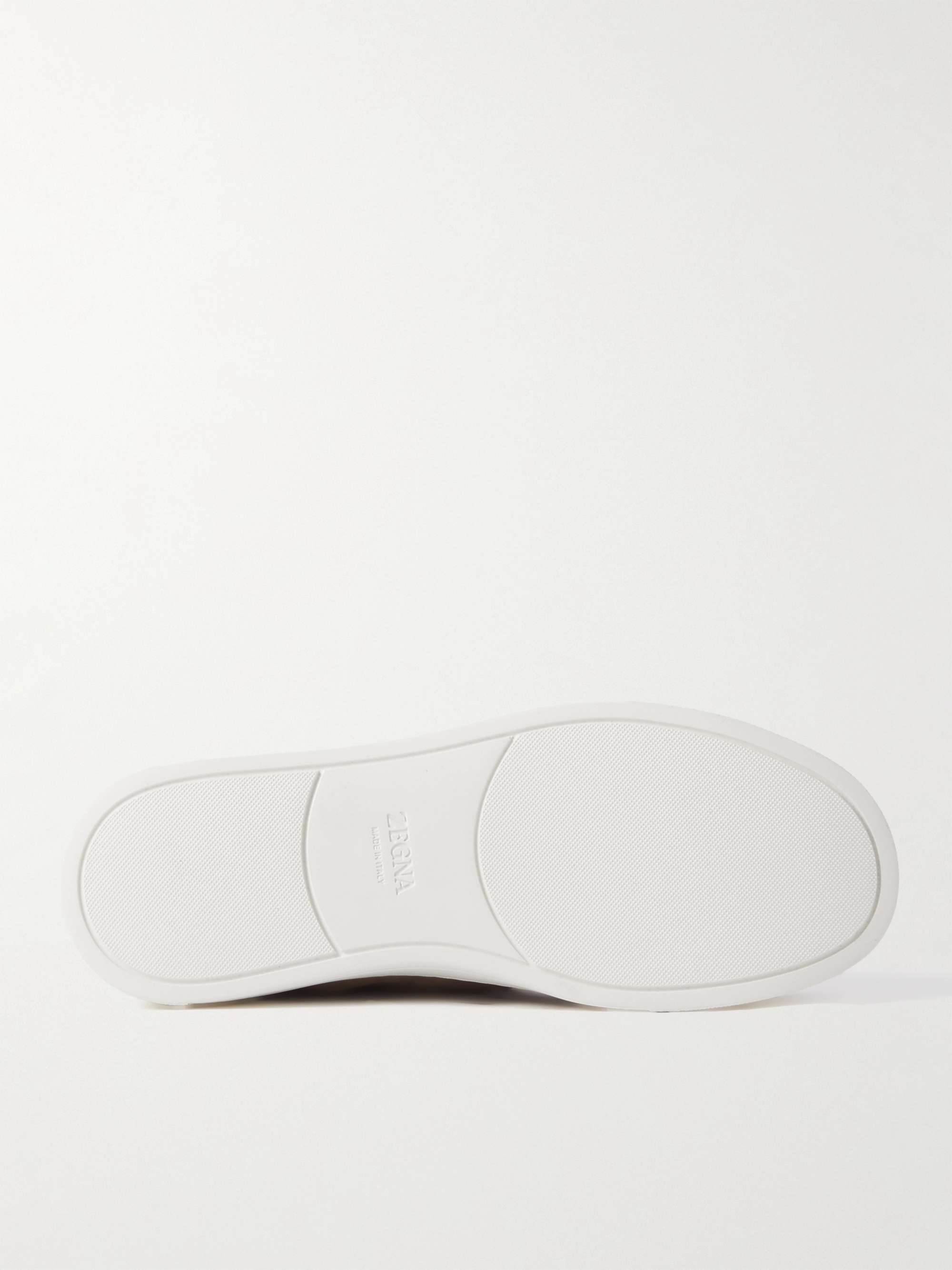 ZEGNA Leather-Trimmed Canvas Slip-On Sneakers
