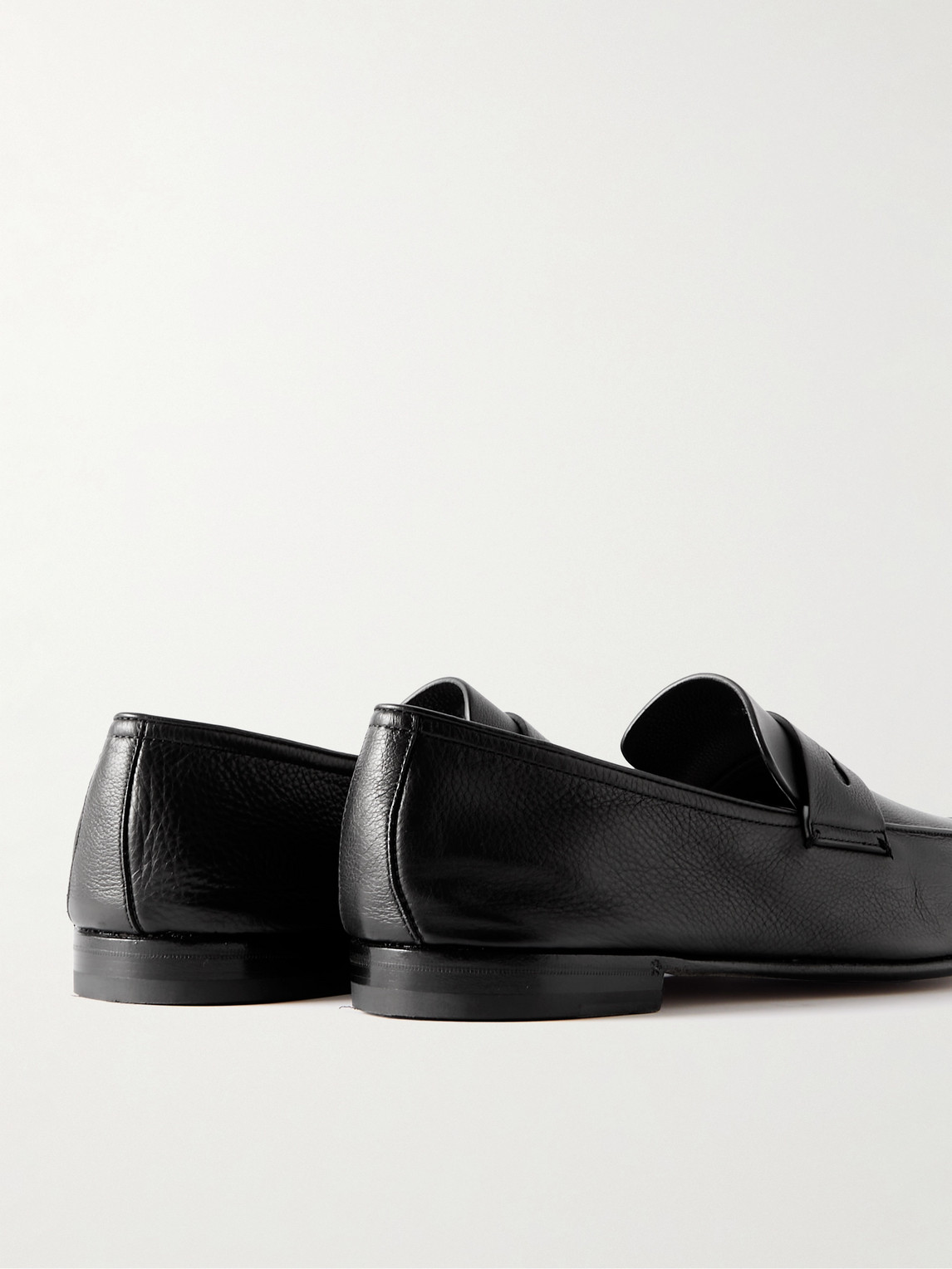 Shop Zegna L'asola Secondskin Full-grain Leather Penny Loafers In Black