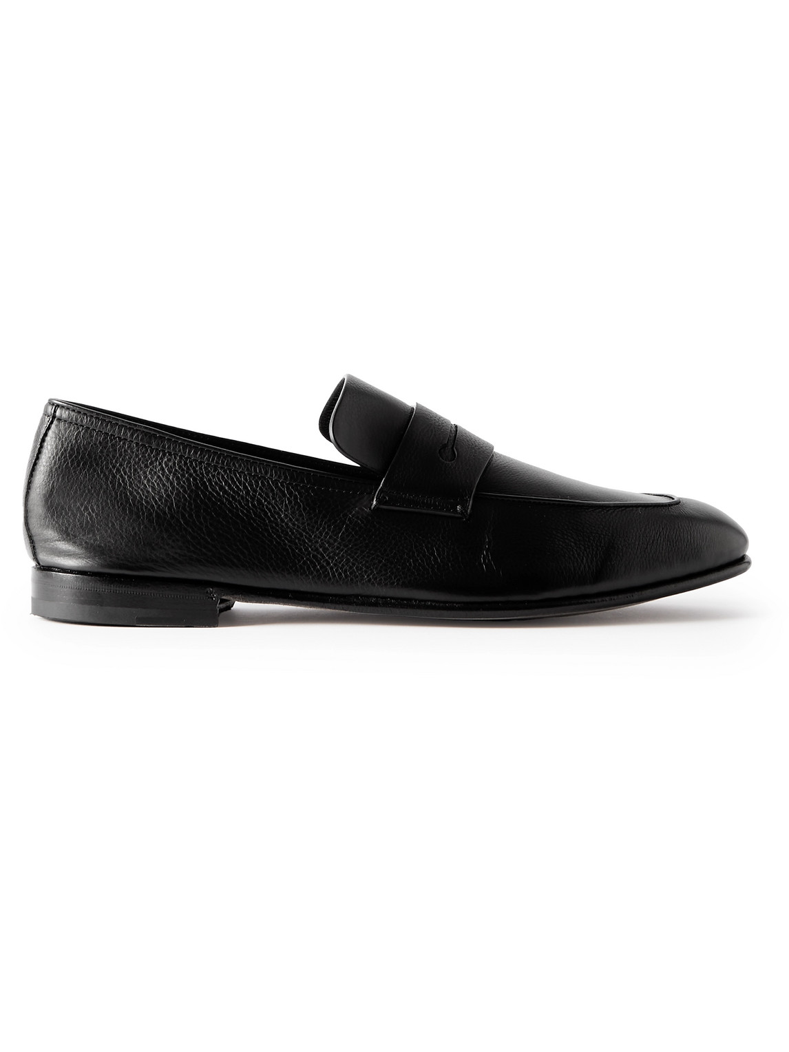 Zegna L'asola Secondskin Full-grain Leather Penny Loafers In Black