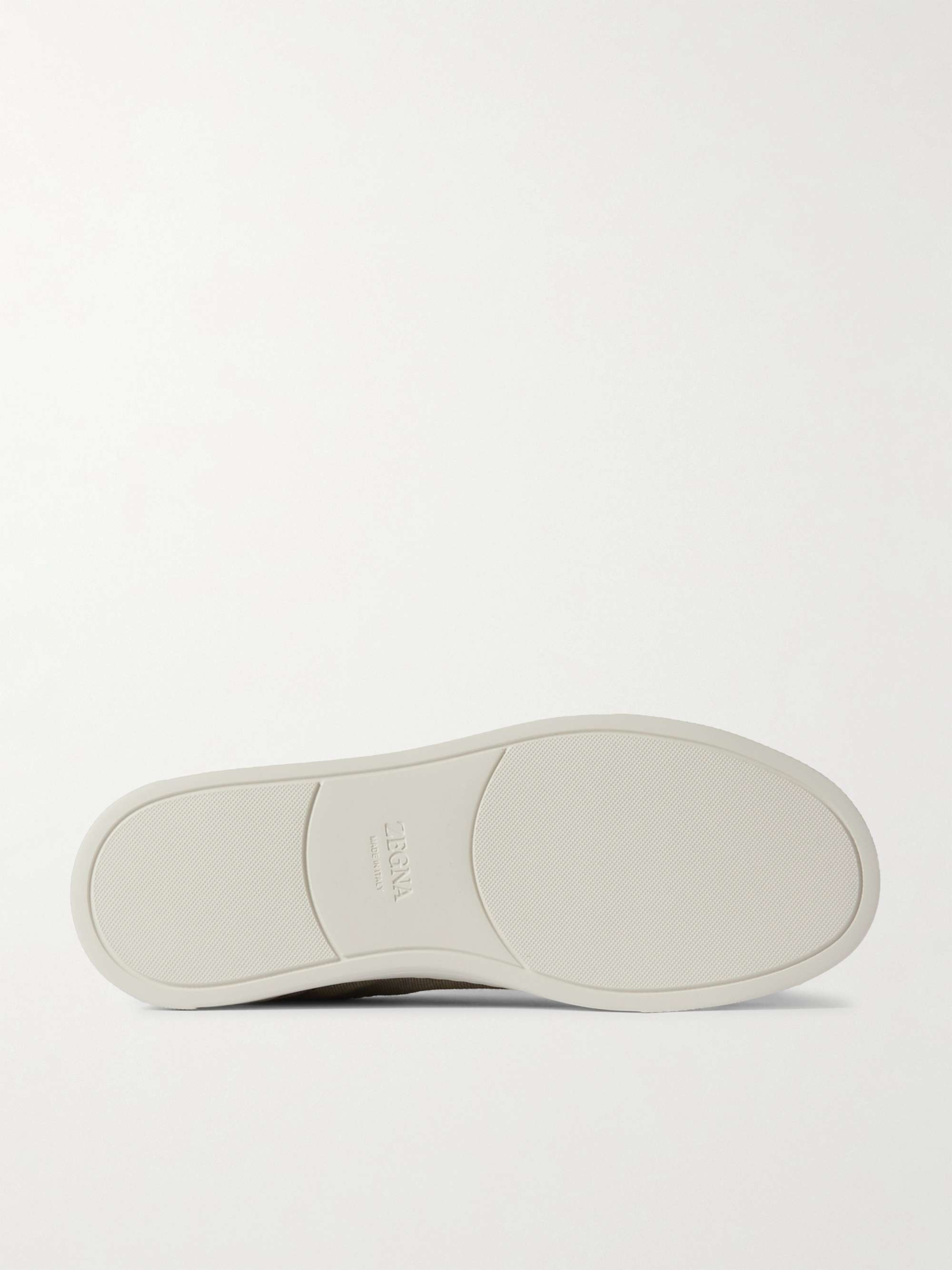 ZEGNA Leather-Trimmed Canvas Slip-On Sneakers