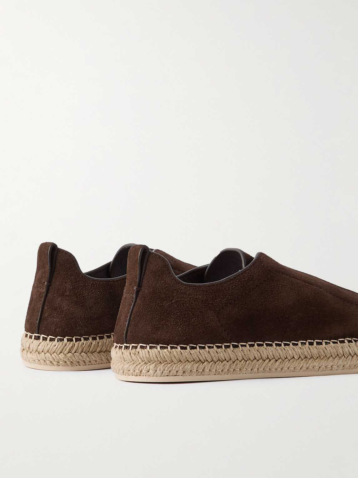 Shop Zegna Triple Stitch™ Leather-trimmed Suede Slip-on Sneakers In Brown