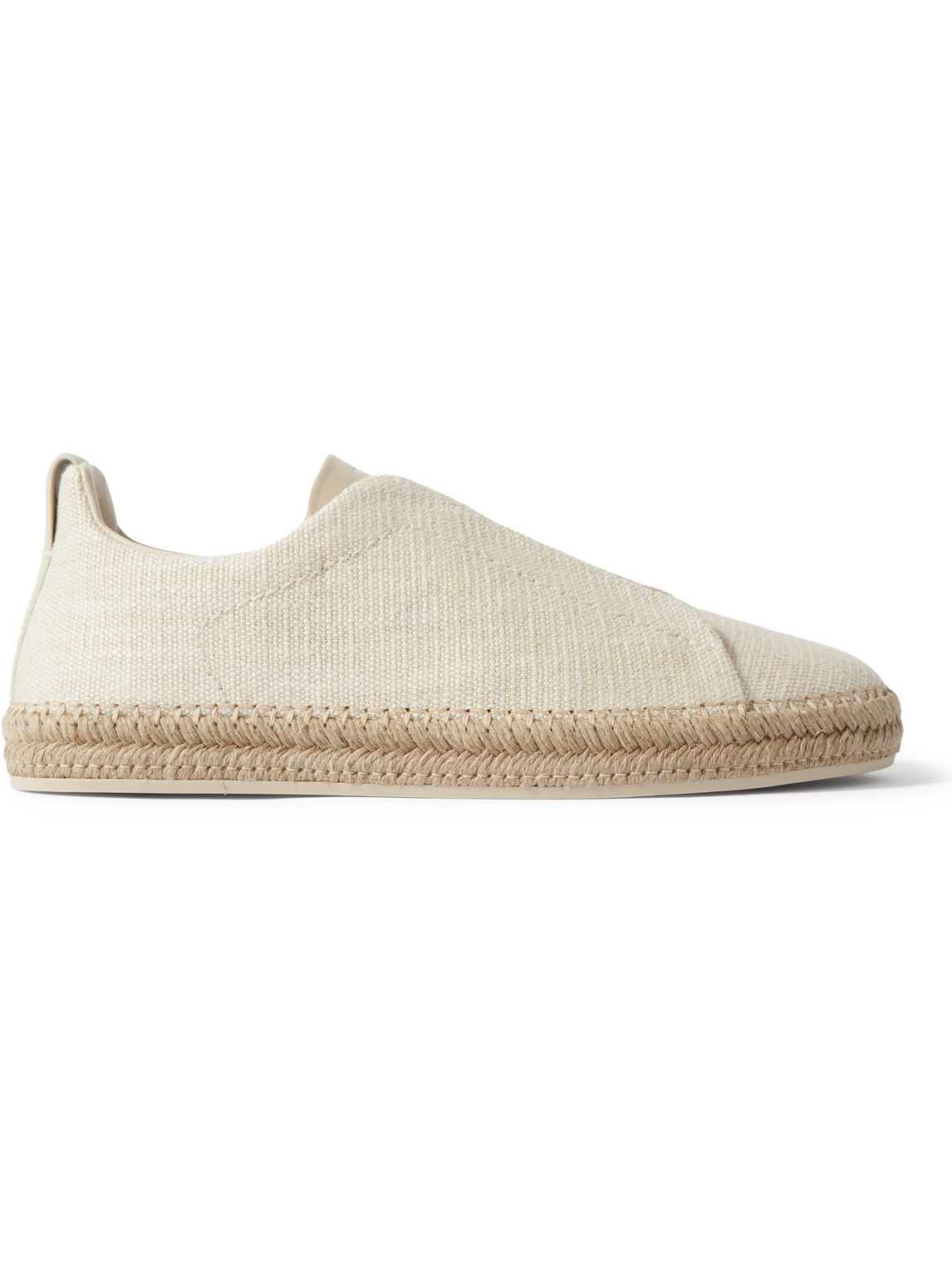 ZEGNA TRIPLE STITCH™ LEATHER-TRIMMED CANVAS SLIP-ON SNEAKERS