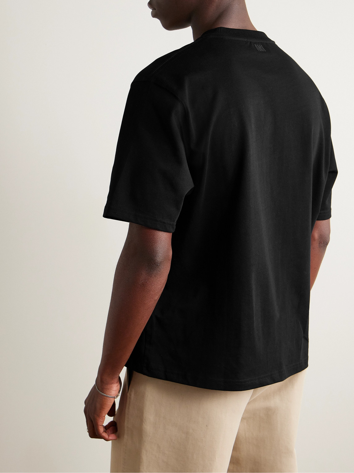Ami Alexandre Mattiussi Logo-embroidered Organic Cotton-jersey T-shirt In Black