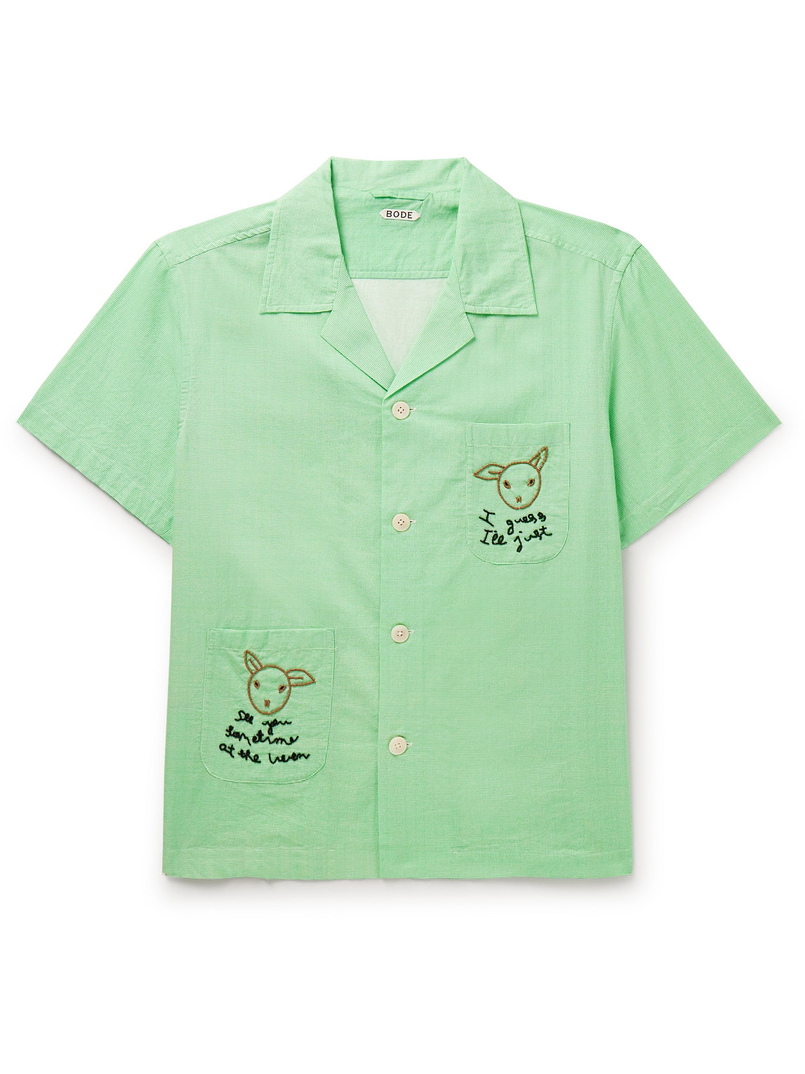 Bode See You At The Barn Cotton Shirt In Green