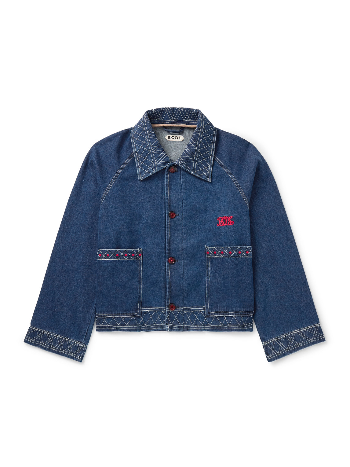 Cropped Embroidered Denim Jacket