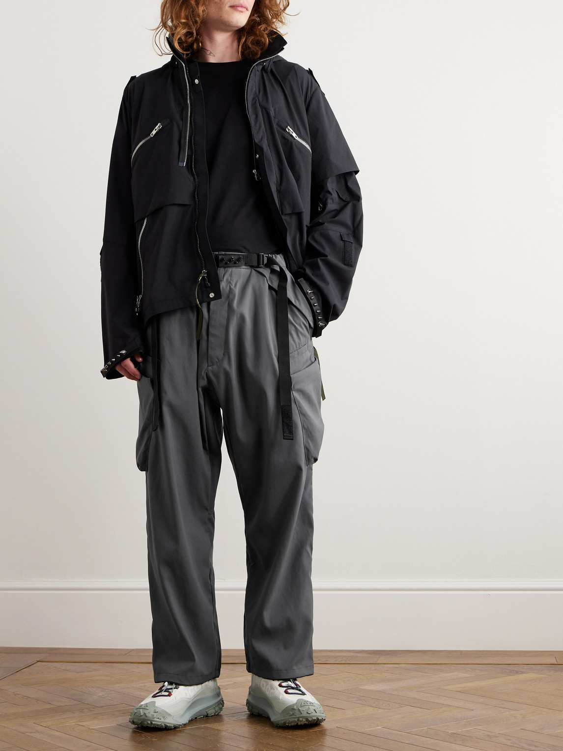 Shop Acronym P55-m Belted Stretch-shell Cargo Trousers In Gray