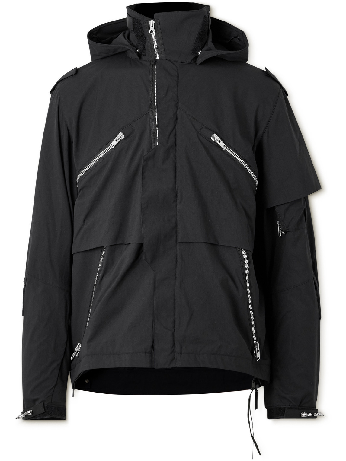 Shop Acronym J1wb-e Spiked Nylon-blend Hooded Jacket In Black