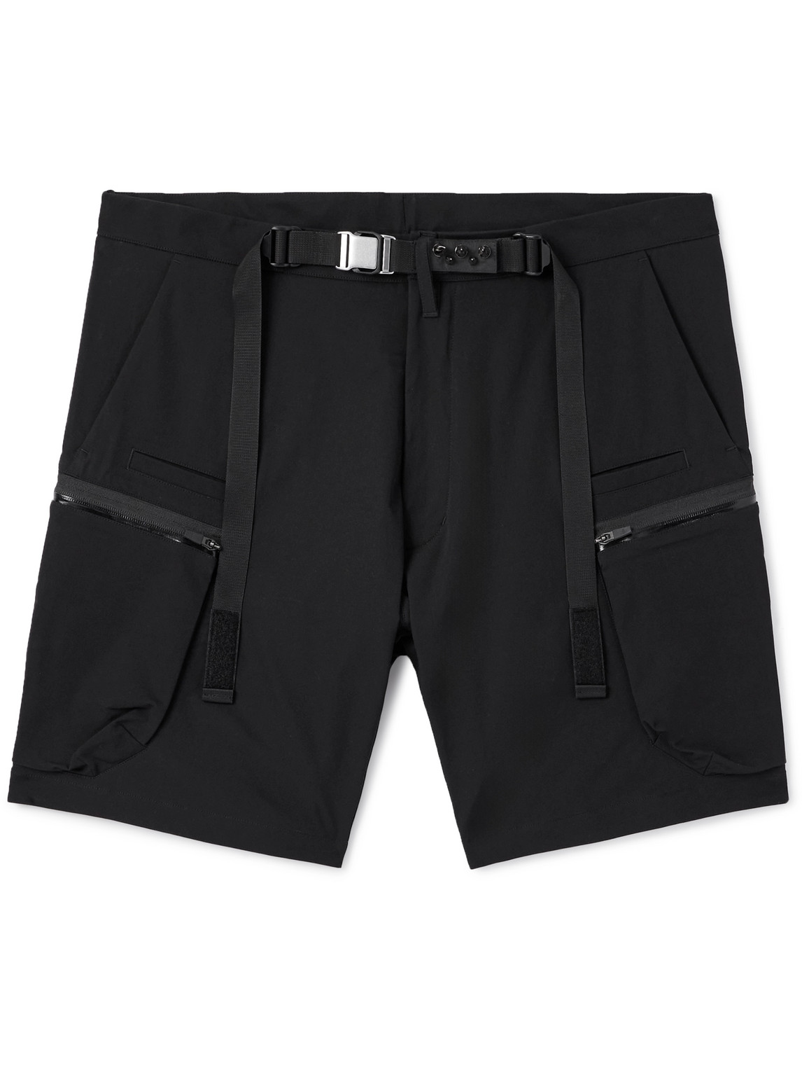 Acronym Sp57-ds Belted Spiked Schoeller® 3xdry® Dryskin™ Cargo Shorts In Black