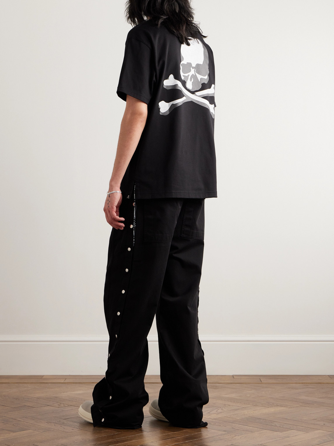Shop Mastermind Japan Glittered Logo-print Cotton-jersey T-shirt In Black