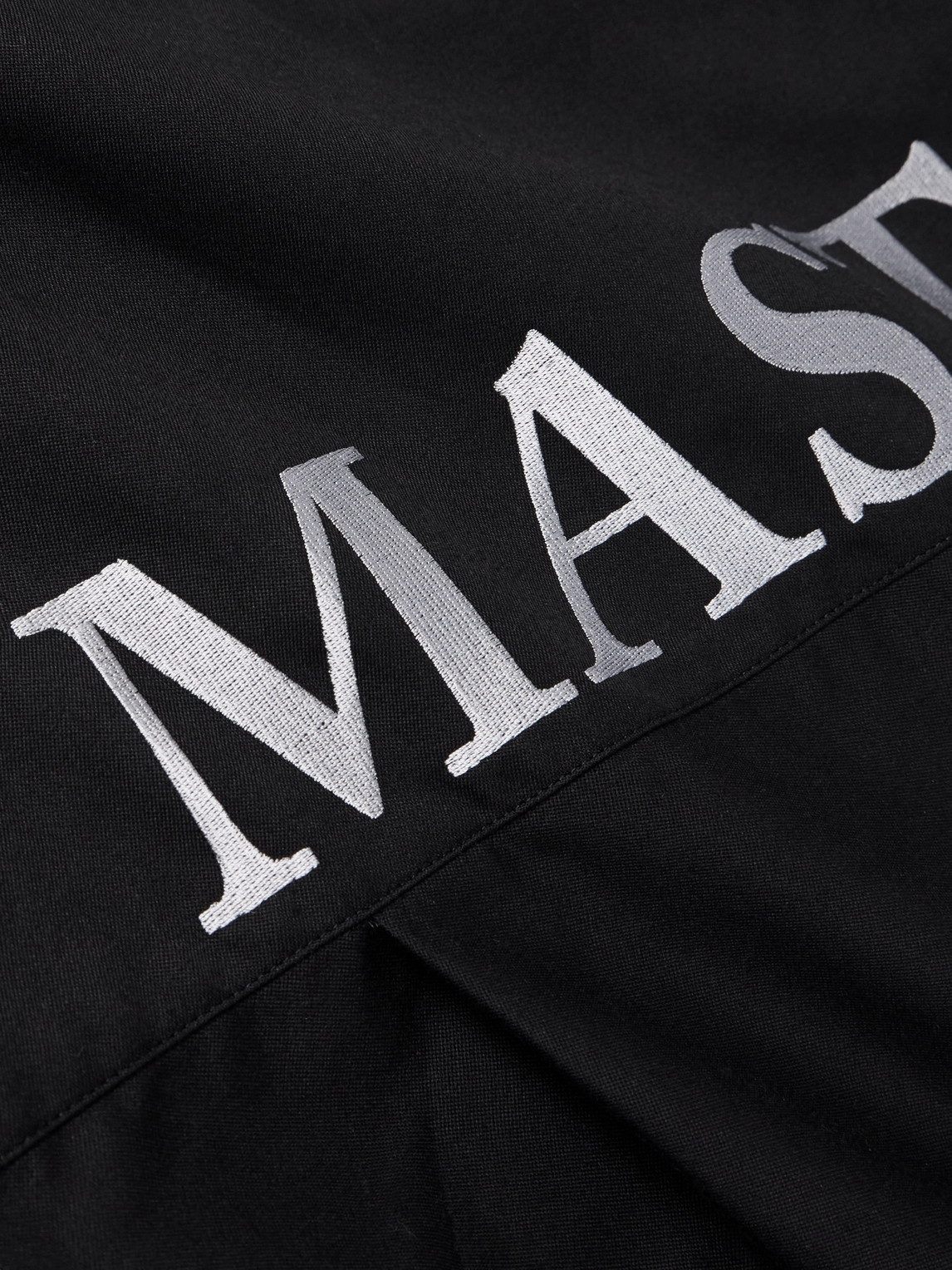 Shop Mastermind Japan Oversized Logo-embroidered Jersey-trimmed Cotton-canvas Hooded Overshirt In Black