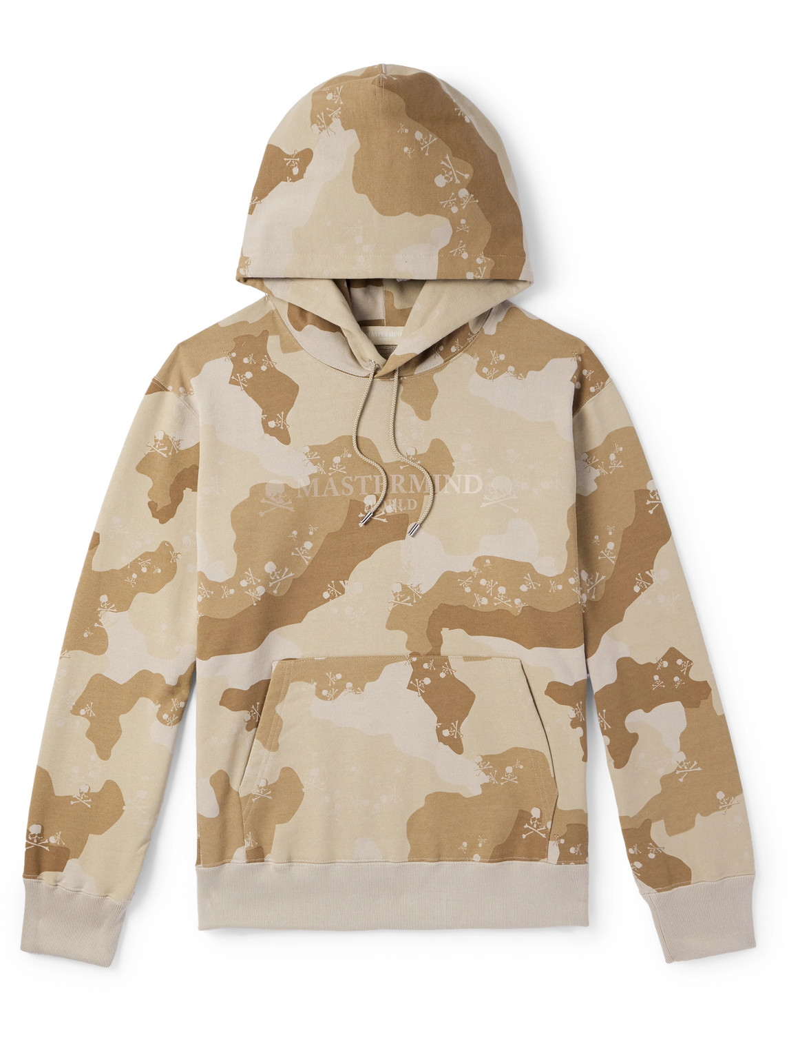 Mastermind Japan Logo And Camouflage-print Cotton-jersey Hoodie In Brown