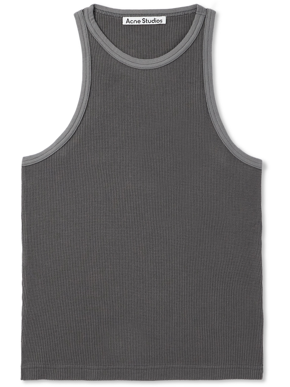 Acne Studios Logo-appliquéd Waffle-knit Cotton-jersey Tank Top In Grey