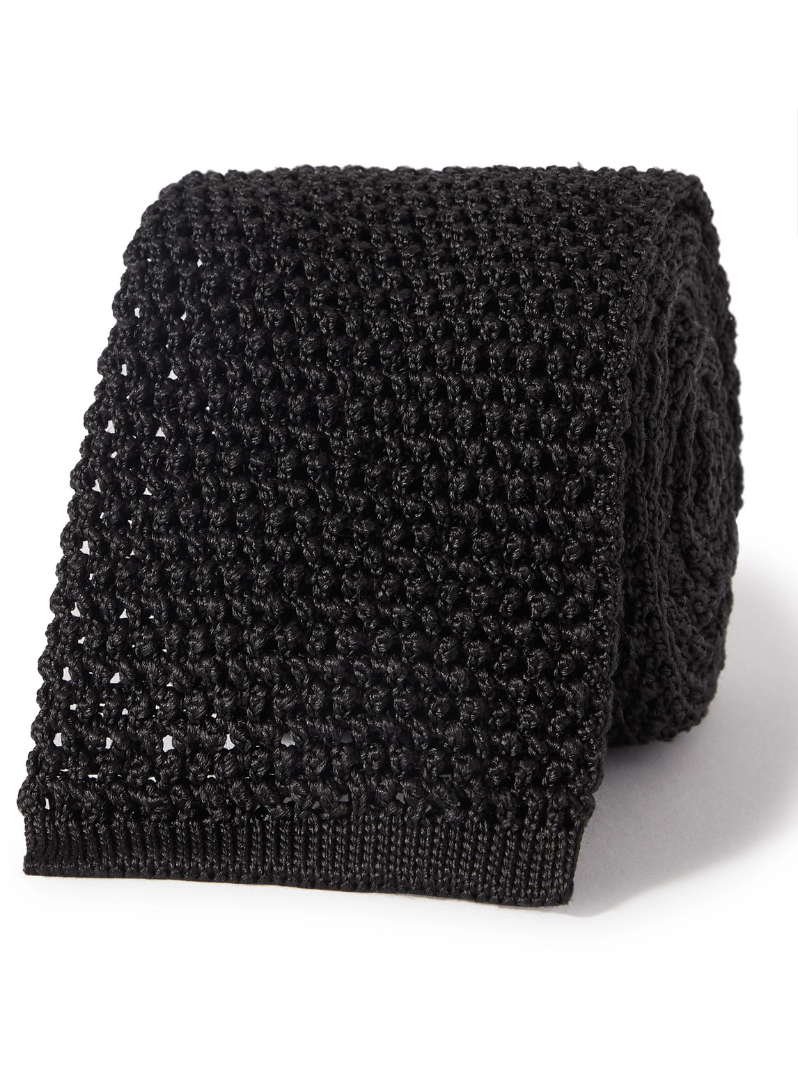 Tom Ford 7.5cm Knitted Silk Tie In Black