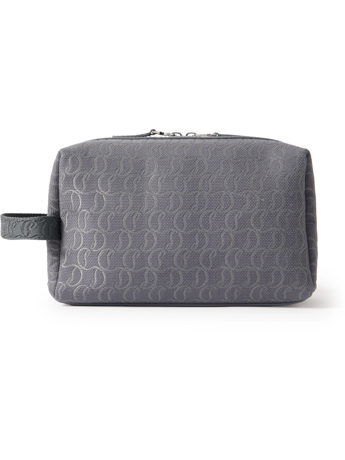 Christian Louboutin Zip N Flap Leather-trimmed Logo-jacquard Canvas Pouch In Grey