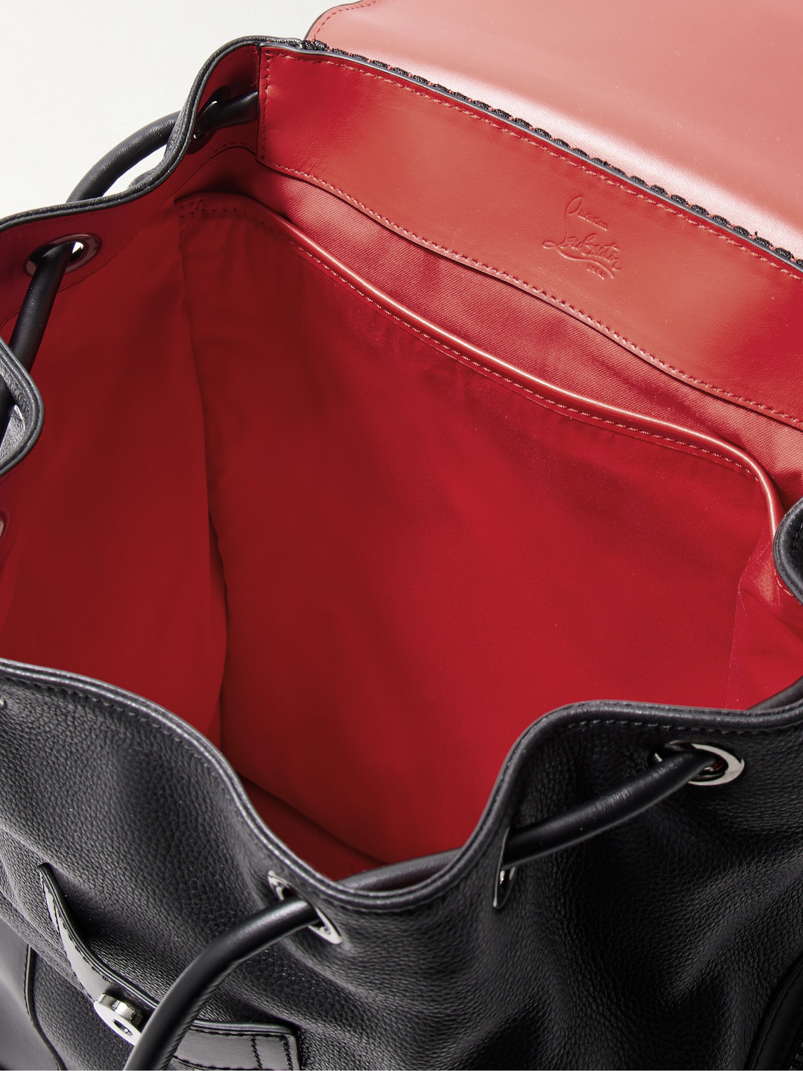 Shop Christian Louboutin Explorafunk Rubber-trimmed Full-grain Leather Backpack In Black