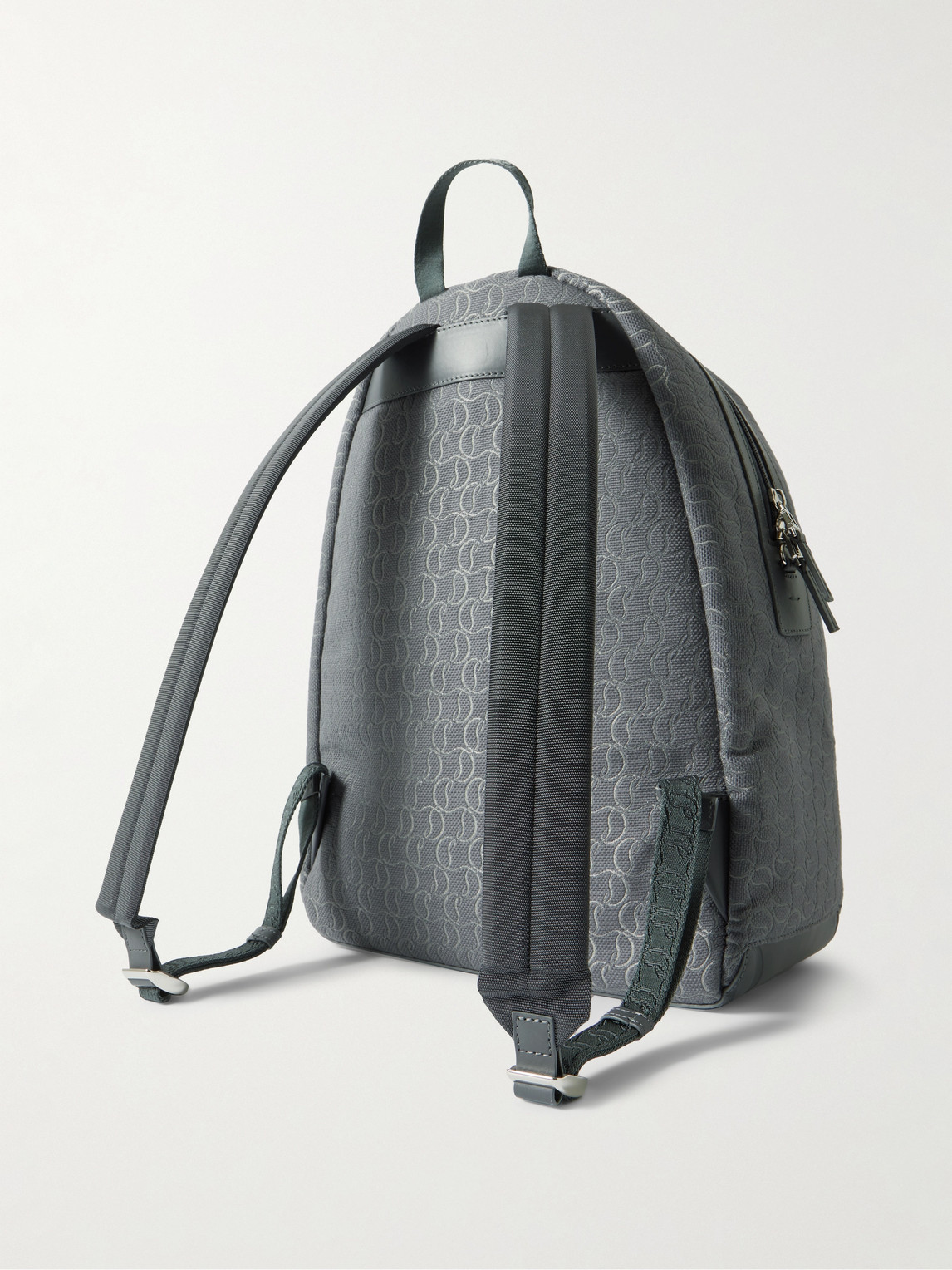 Shop Christian Louboutin Zip N Flap Logo-jacquard Cotton-canvas Backpack In Gray