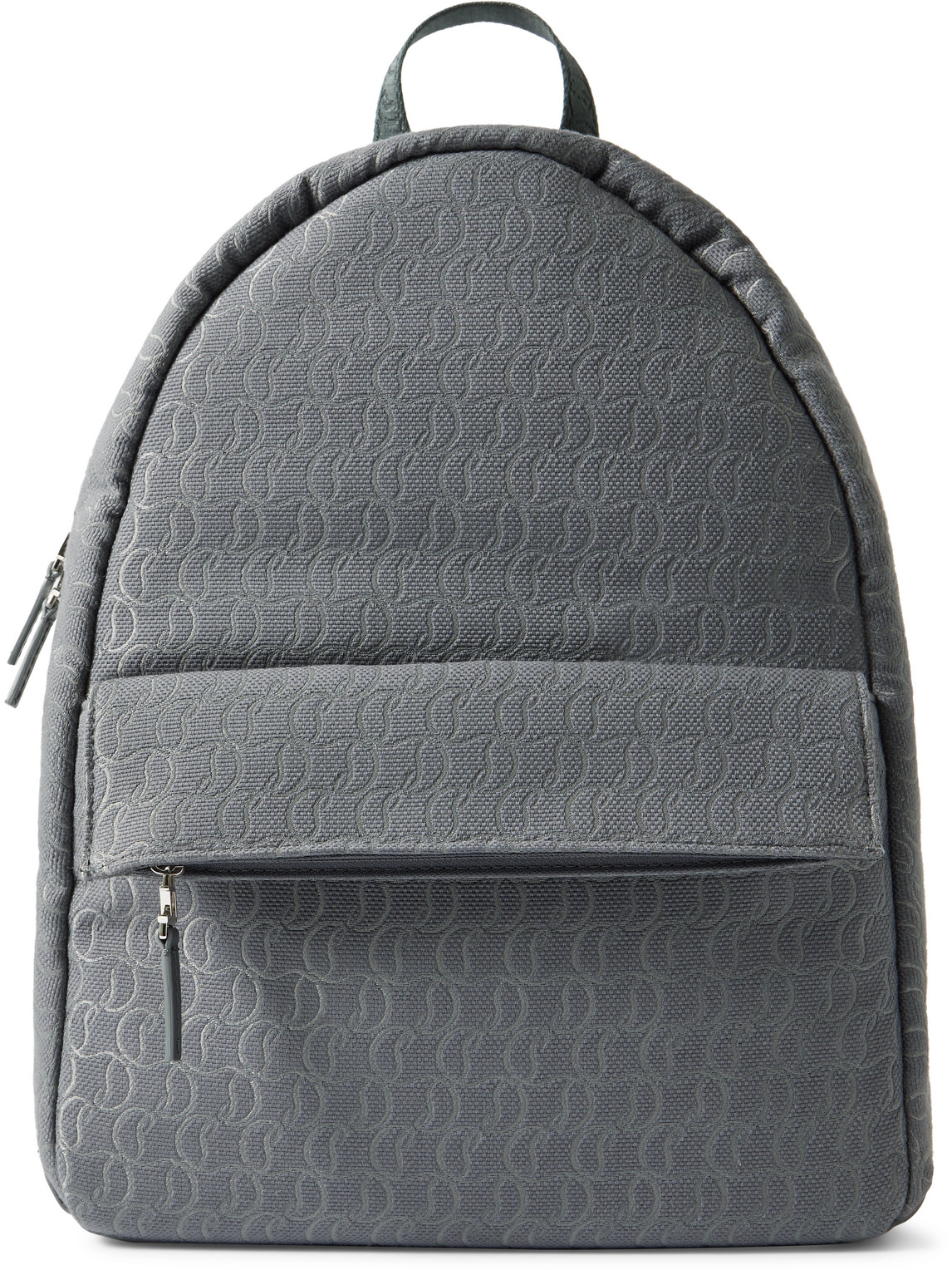 Christian Louboutin Zip N Flap Logo-jacquard Cotton-canvas Backpack In Gray
