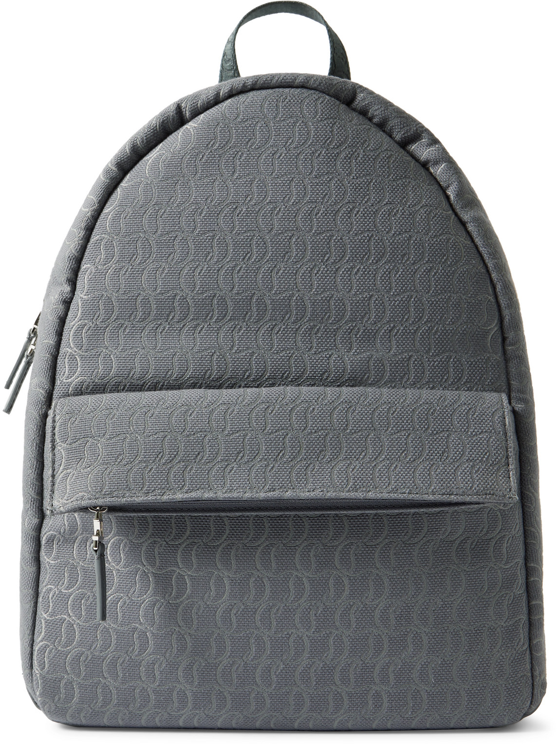 Shop Christian Louboutin Zip N Flap Logo-jacquard Cotton-canvas Backpack In Gray