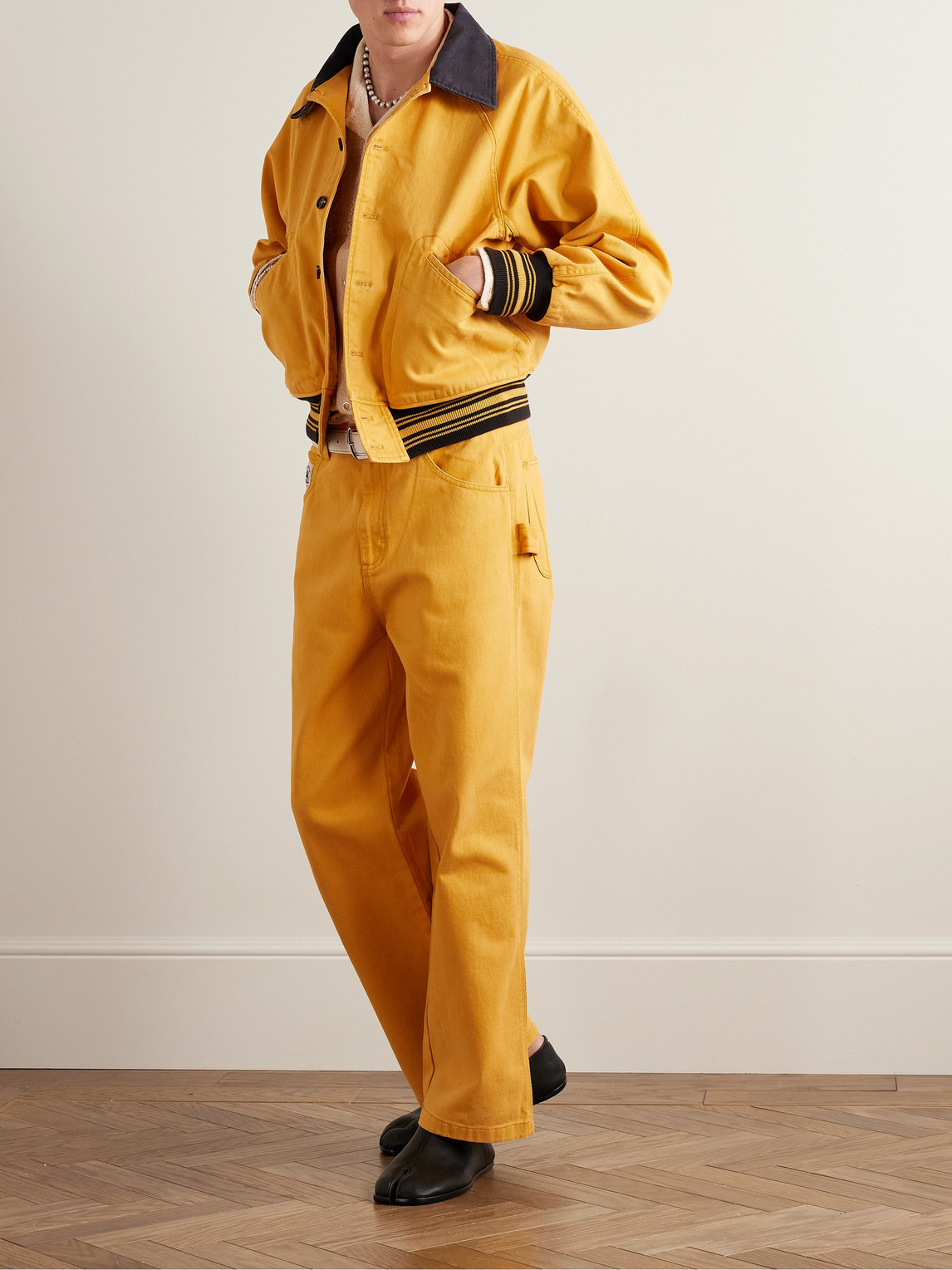 Shop Bode Banbury Cotton-twill Bomber Jacket In Yellow