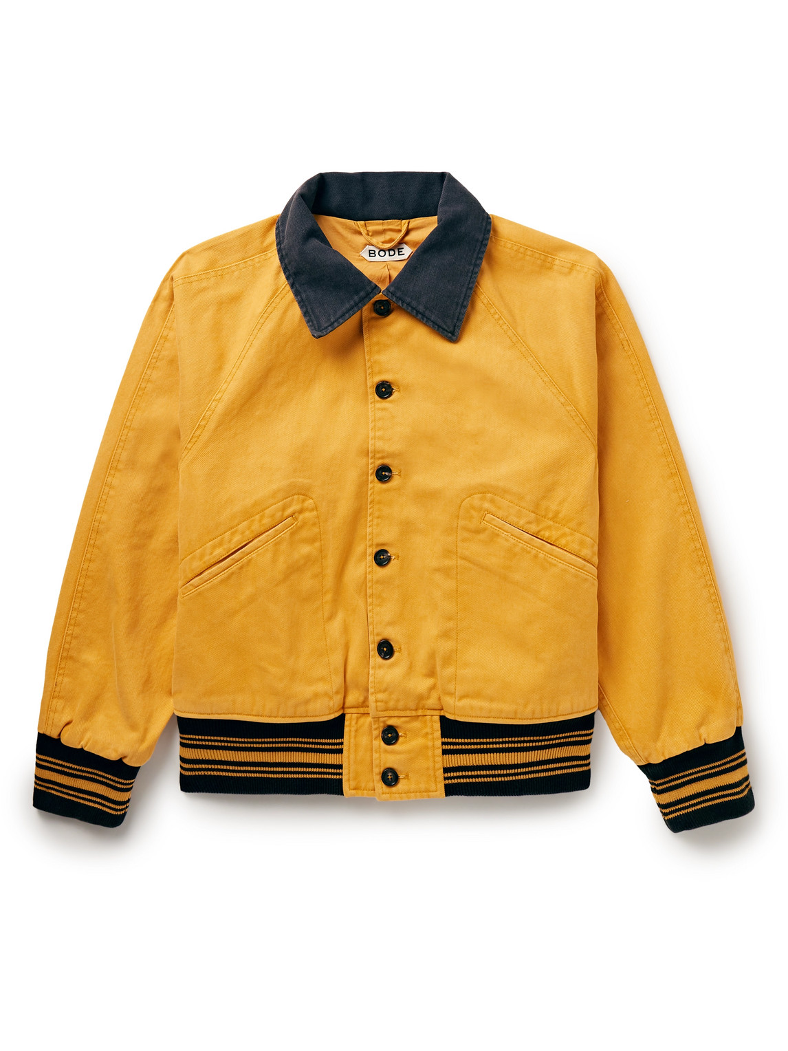 Shop Bode Banbury Cotton-twill Bomber Jacket In Yellow
