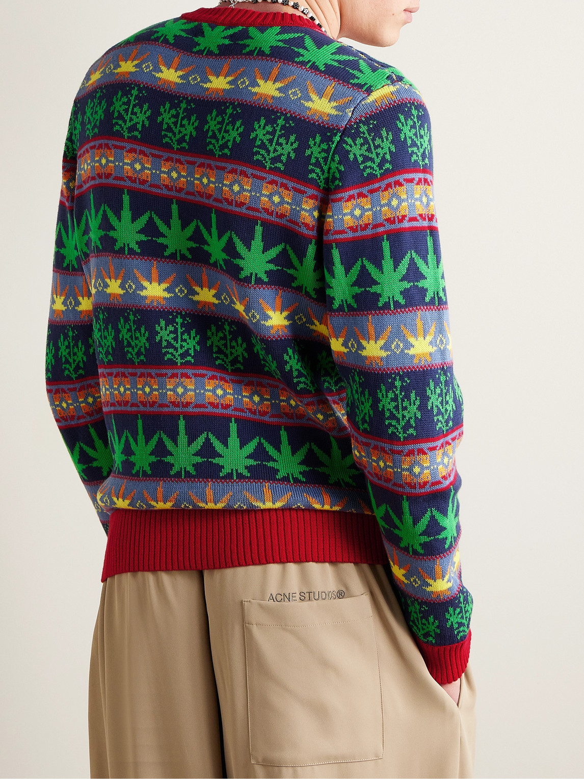 Shop Bode Marin Jacquard-knit Cotton Sweater In Green