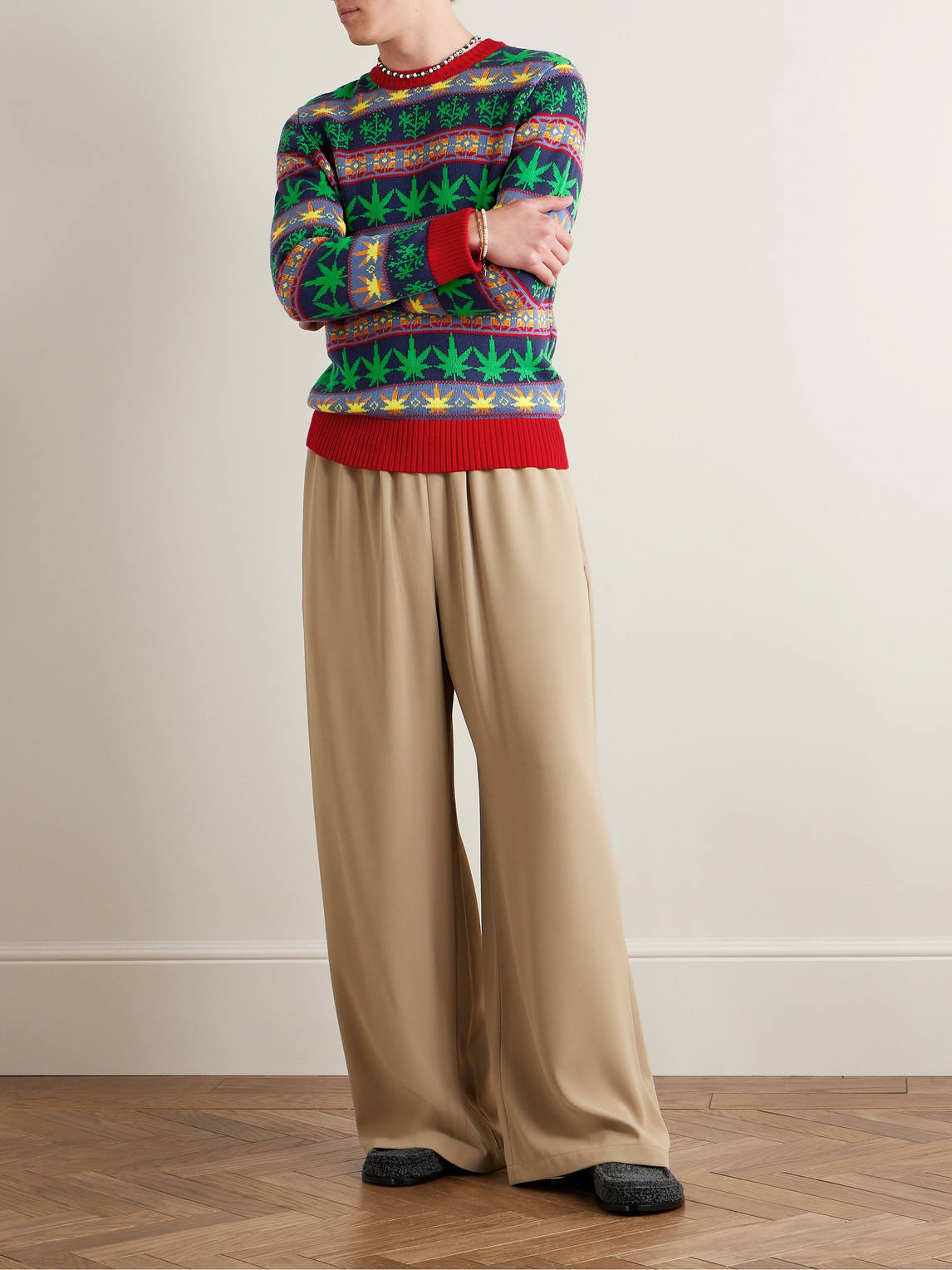 Shop Bode Marin Jacquard-knit Cotton Sweater In Green